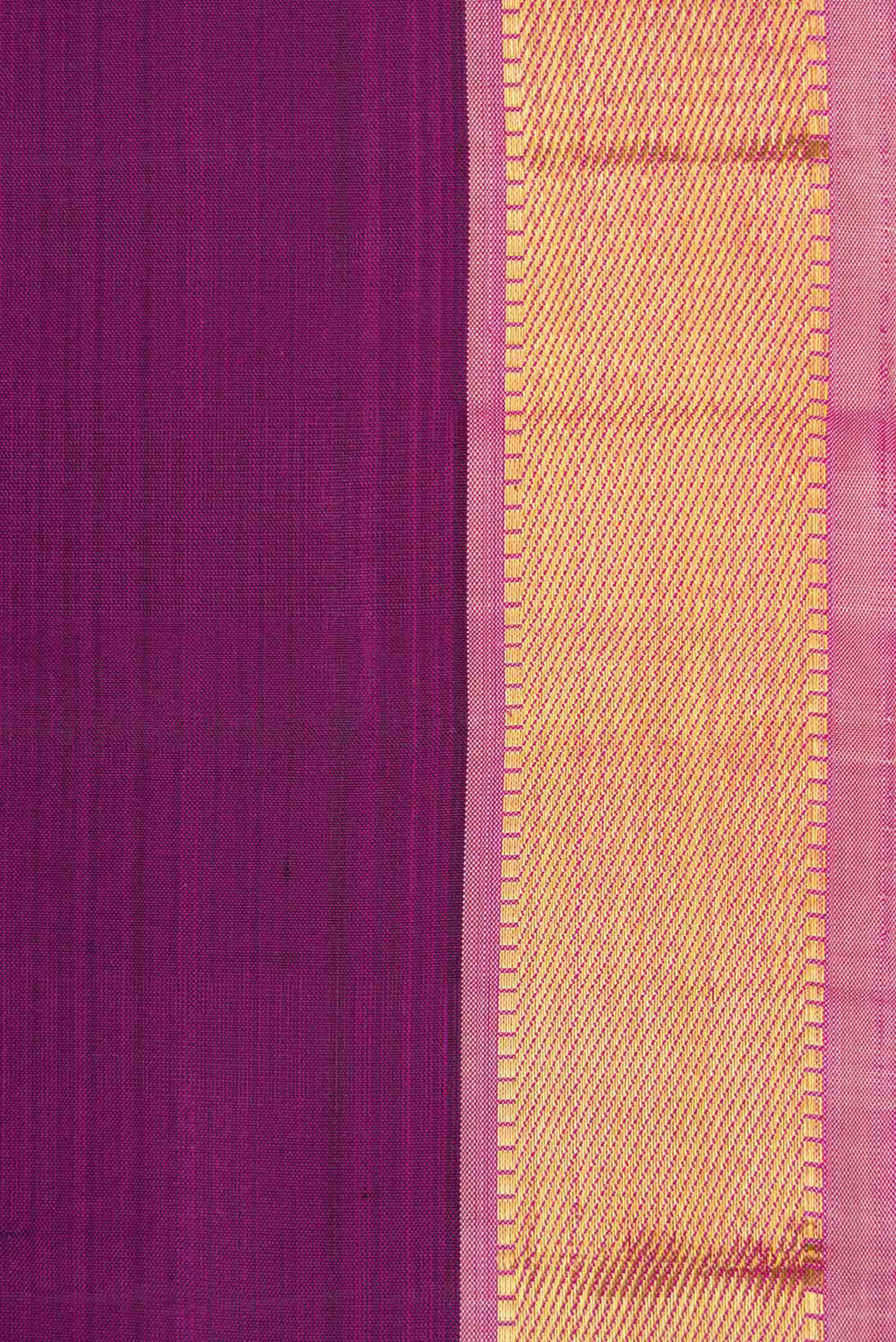 Pure Silk Pure Zari Magenta Dual Tone Kanchipuram Saree