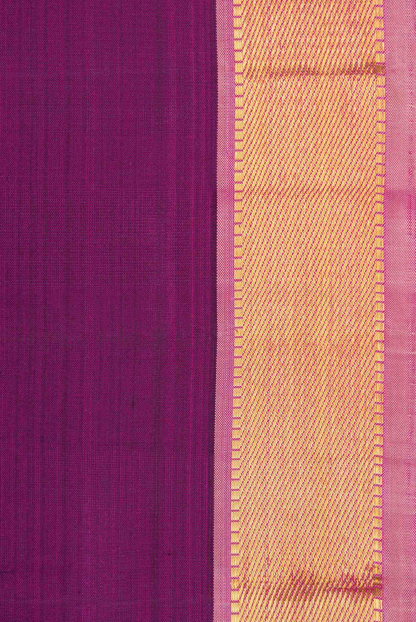 Pure Silk Pure Zari Magenta Dual Tone Kanchipuram Saree