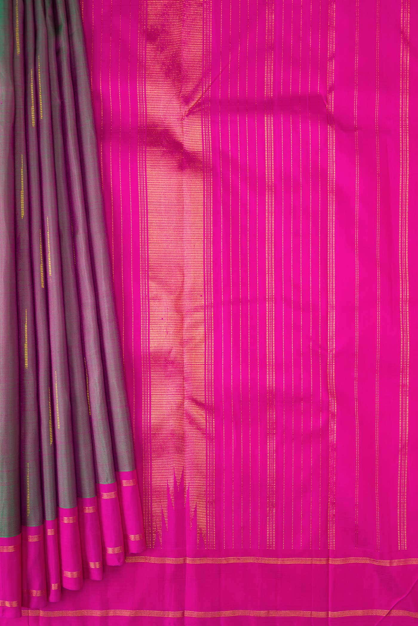 Pure Silk Pure Zari Green Dual Tone Kanchipuram Saree