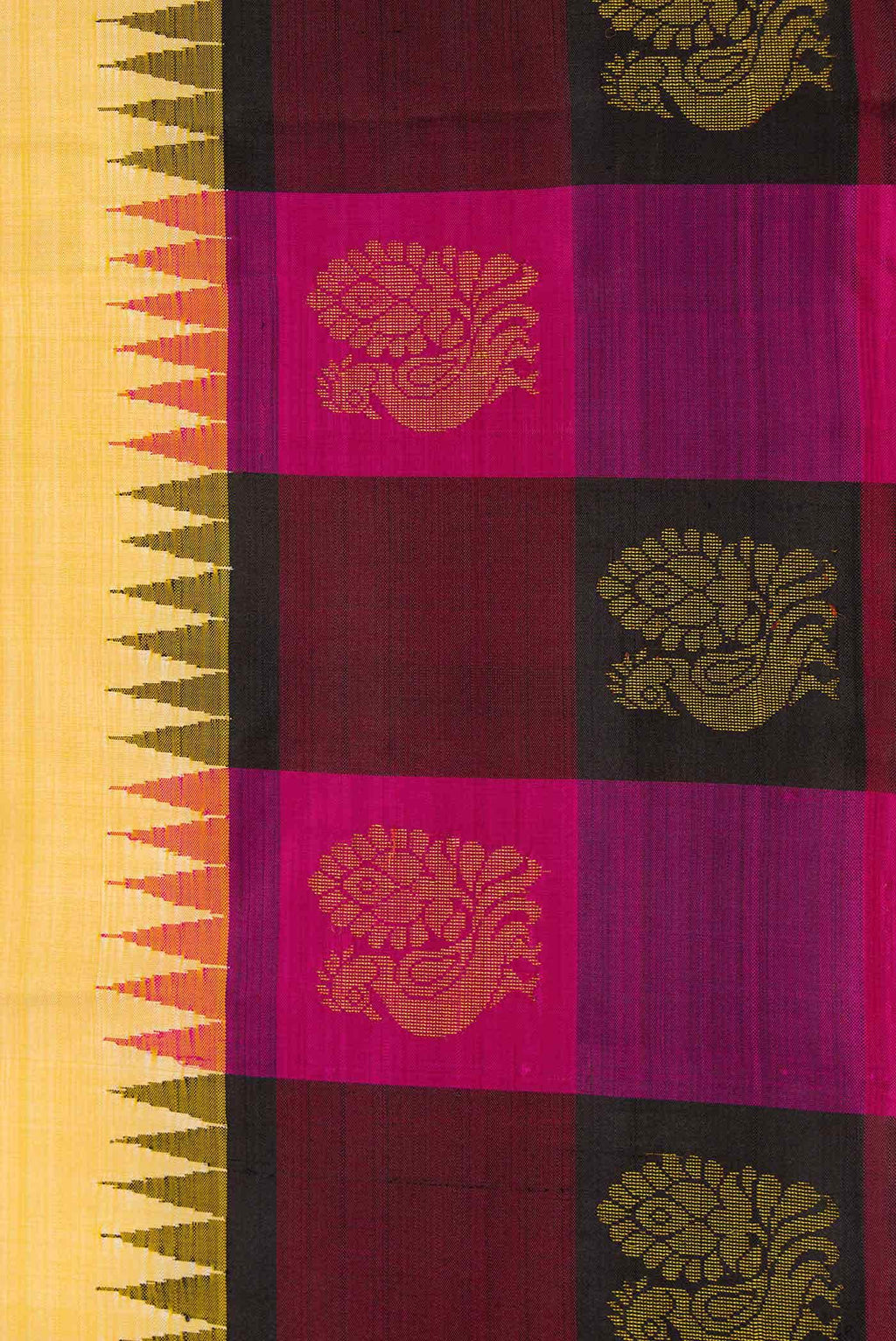 Pure Silk Pure Zari Sandal Dual Tone Kanchipuram Saree
