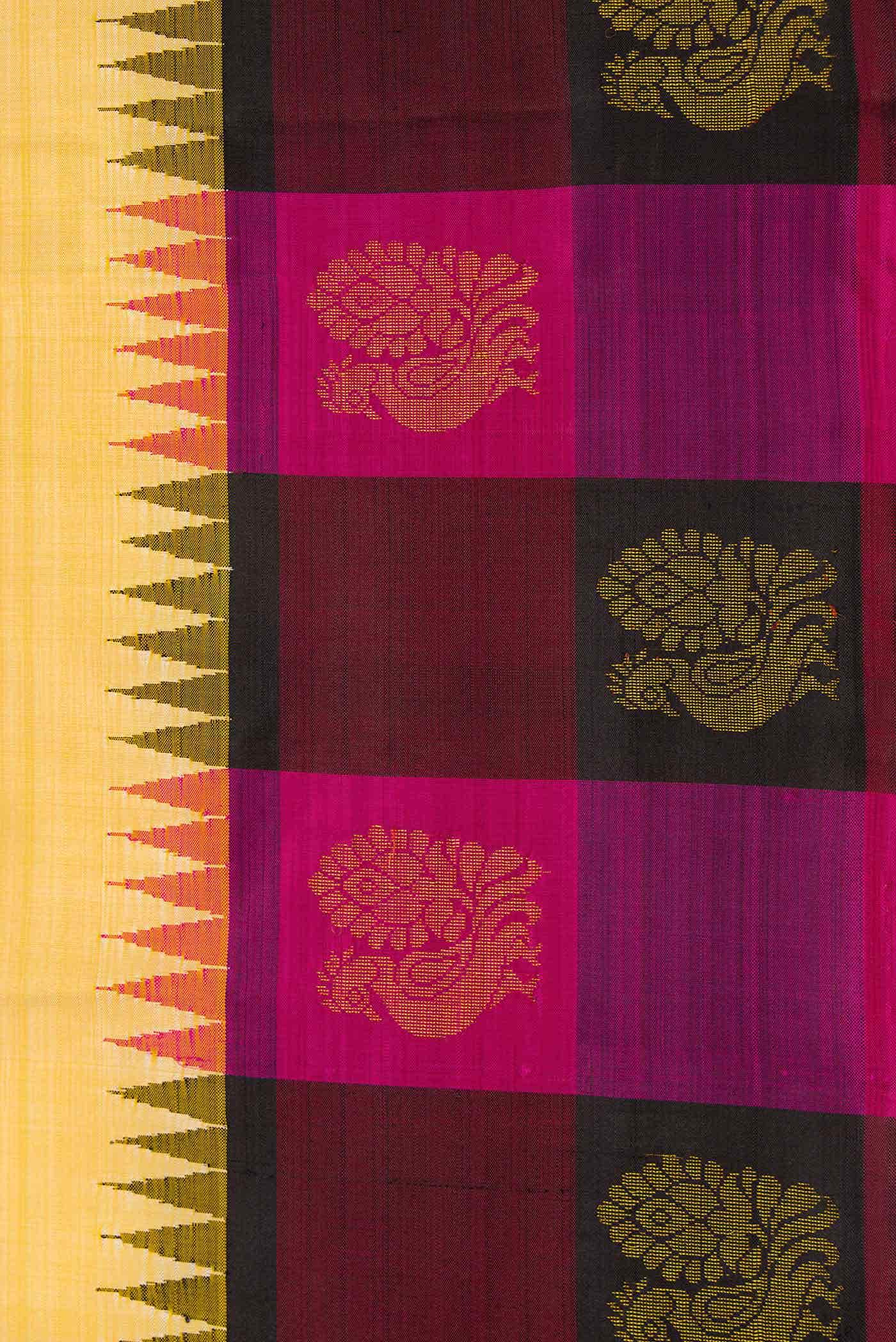 Pure Silk Pure Zari Sandal Dual Tone Kanchipuram Saree