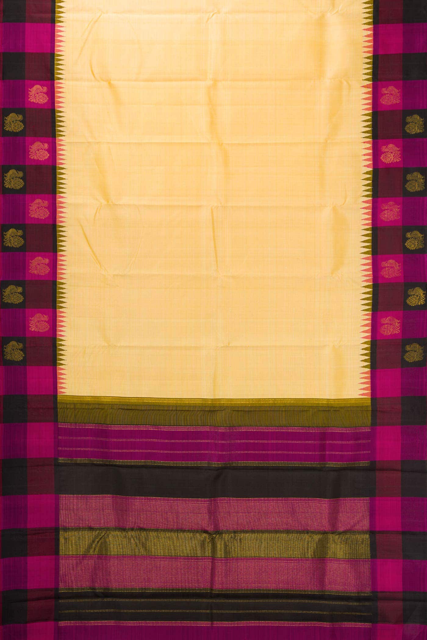 Pure Silk Pure Zari Sandal Dual Tone Kanchipuram Saree