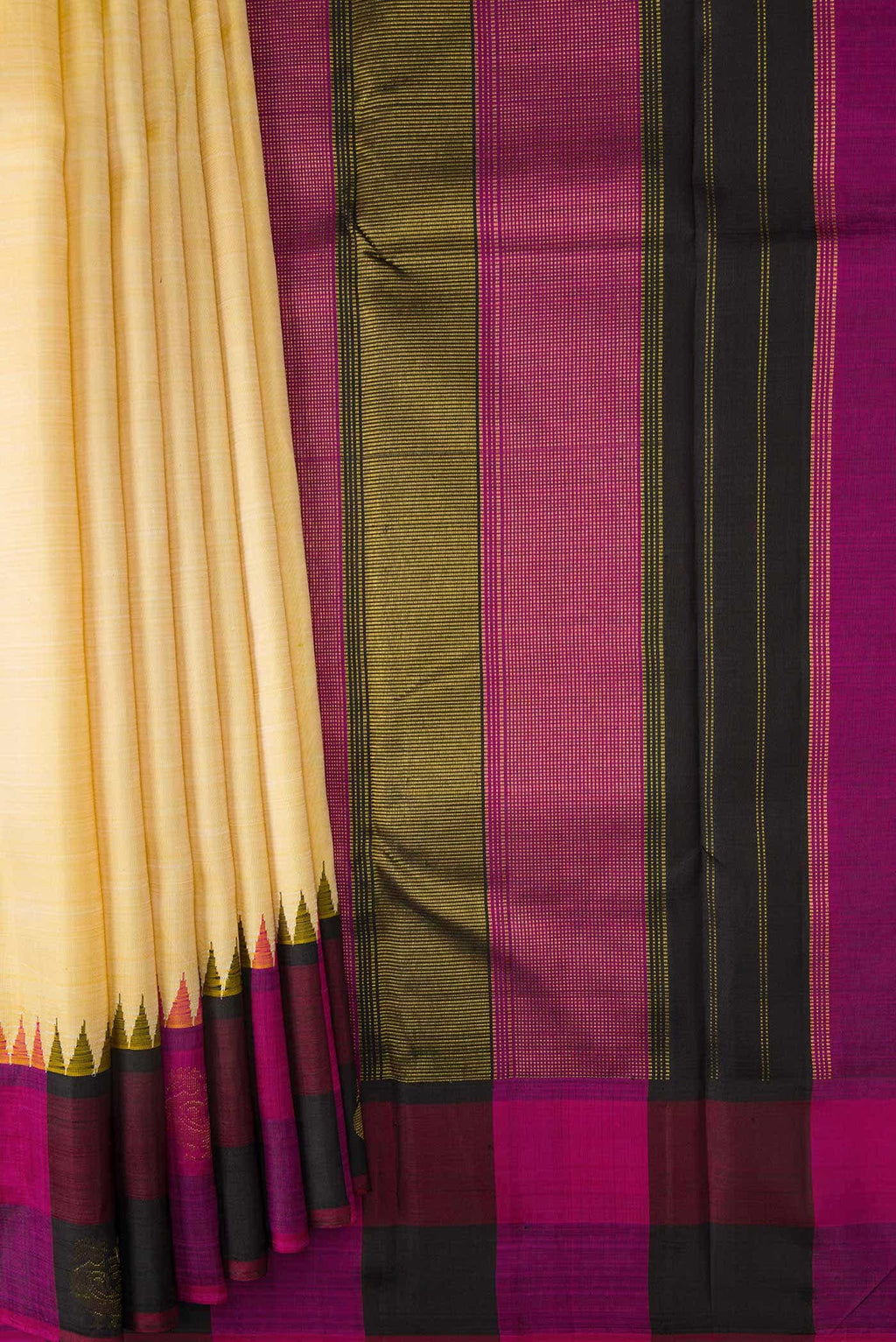 Pure Silk Pure Zari Sandal Dual Tone Kanchipuram Saree