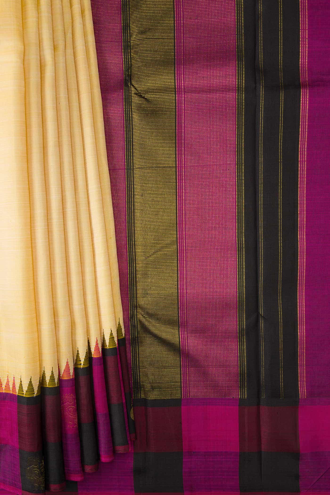 Pure Silk Pure Zari Sandal Dual Tone Kanchipuram Saree