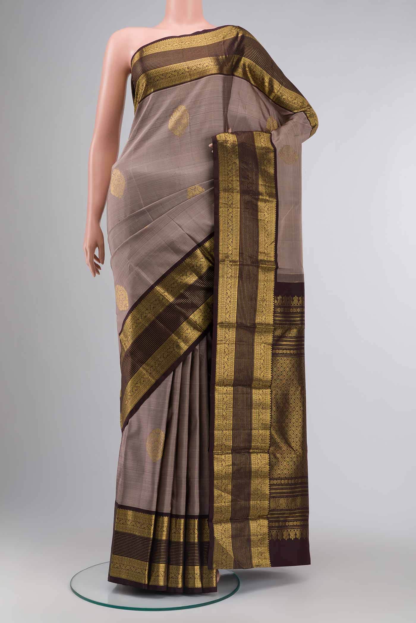 Brown Kanchipuram Silk Saree