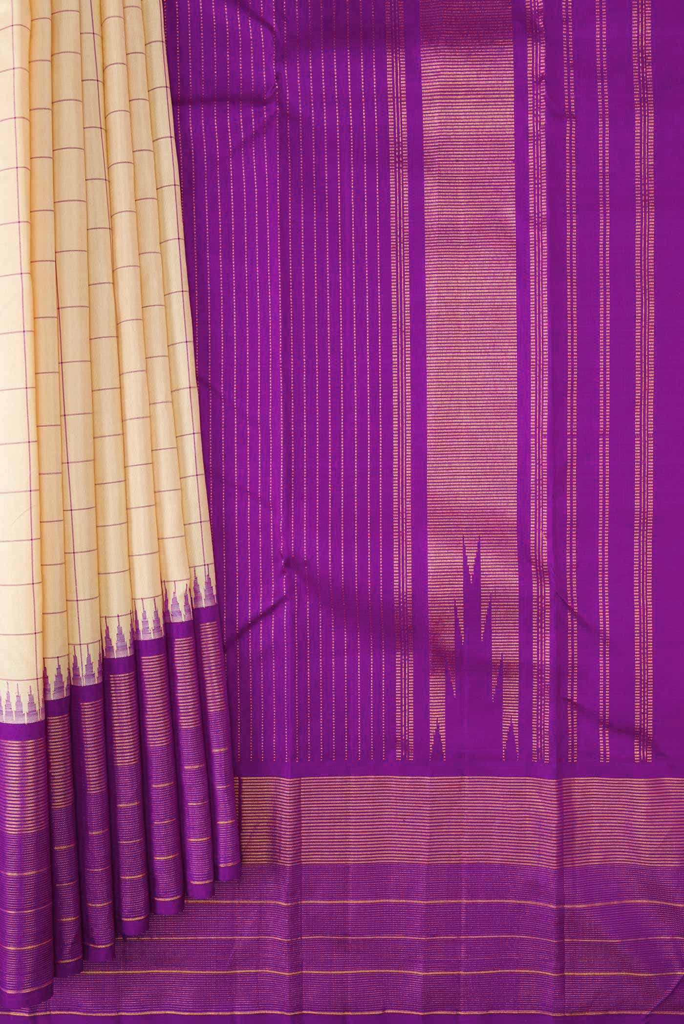 Pure Silk Pure Zari Sandal Dual Tone Kanchipuram Saree