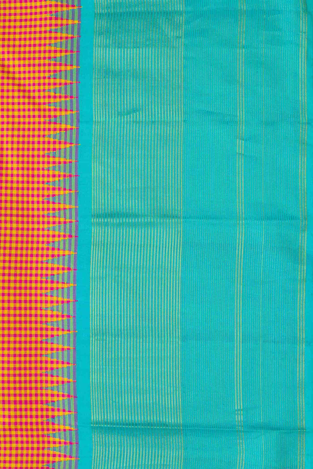 Pure Silk Pure Zari Peach Dual Tone Kanchipuram Saree