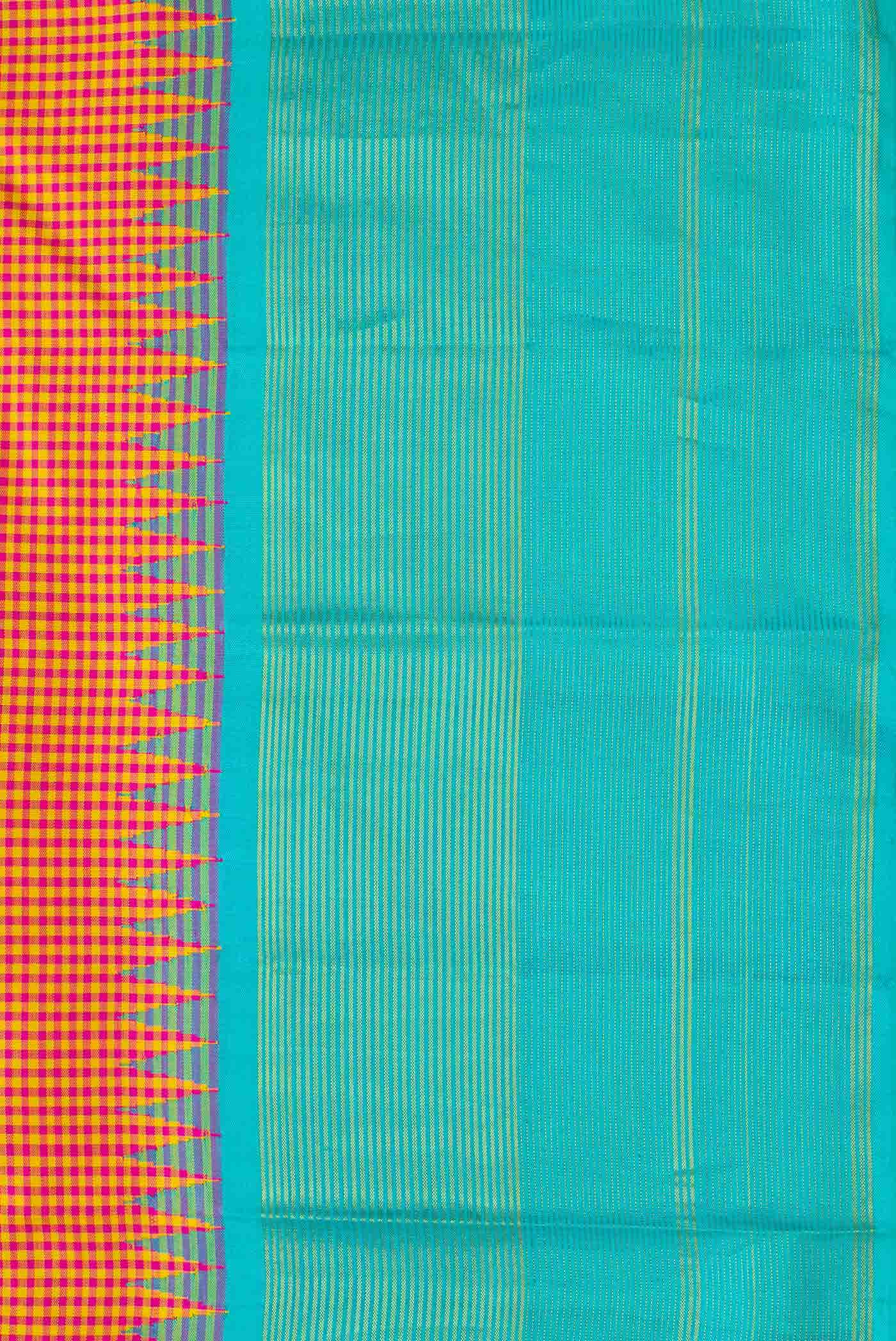 Pure Silk Pure Zari Peach Dual Tone Kanchipuram Saree
