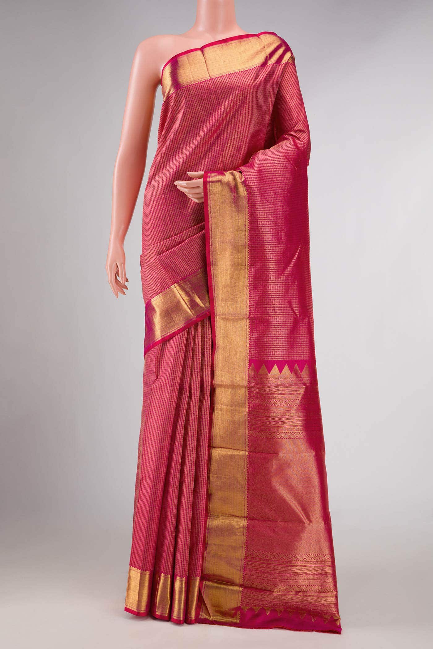 Pink Dual Tone Kanchipuram Silk Saree