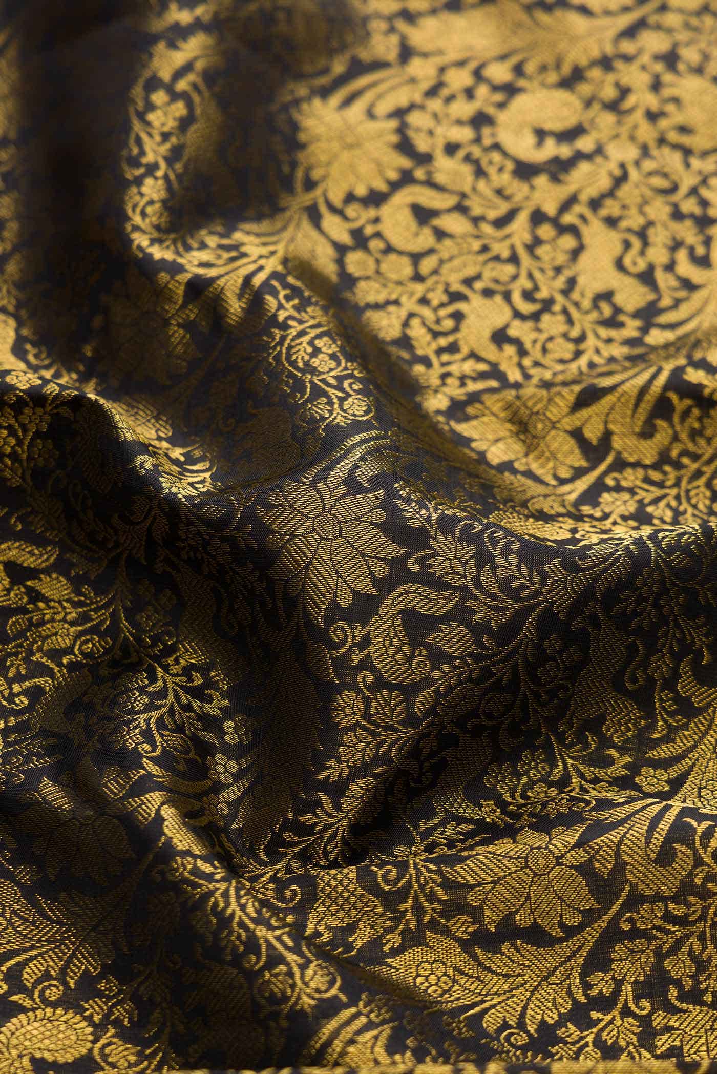 Pure Silk Pure Zari Black Kanchipuram Saree