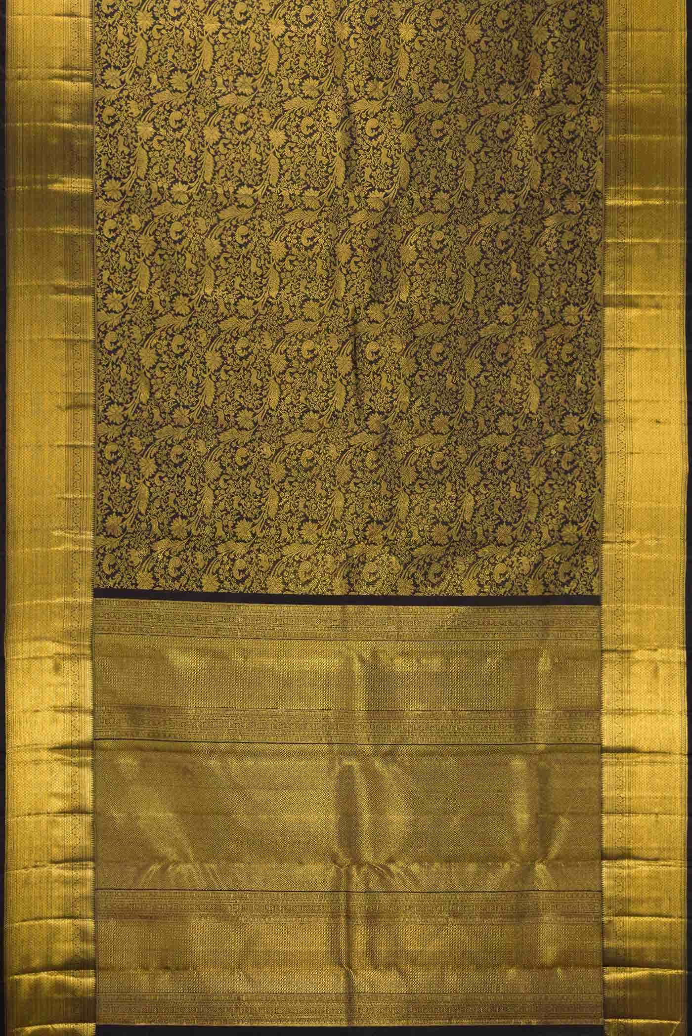 Pure Silk Pure Zari Black Kanchipuram Saree