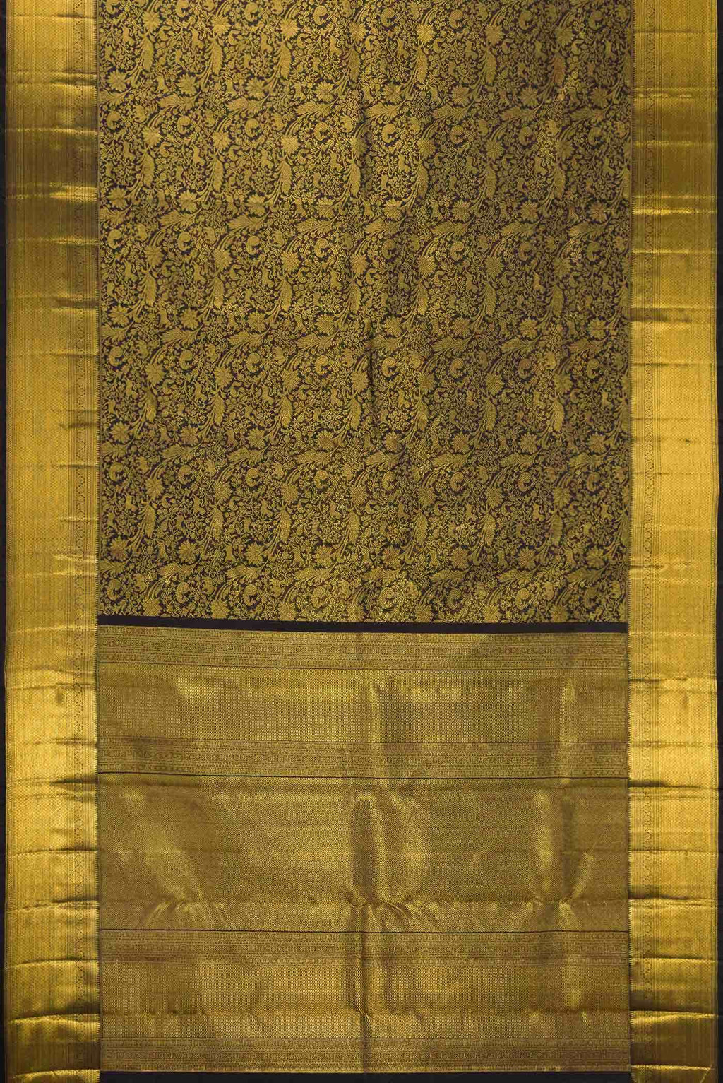 Pure Silk Pure Zari Black Kanchipuram Saree
