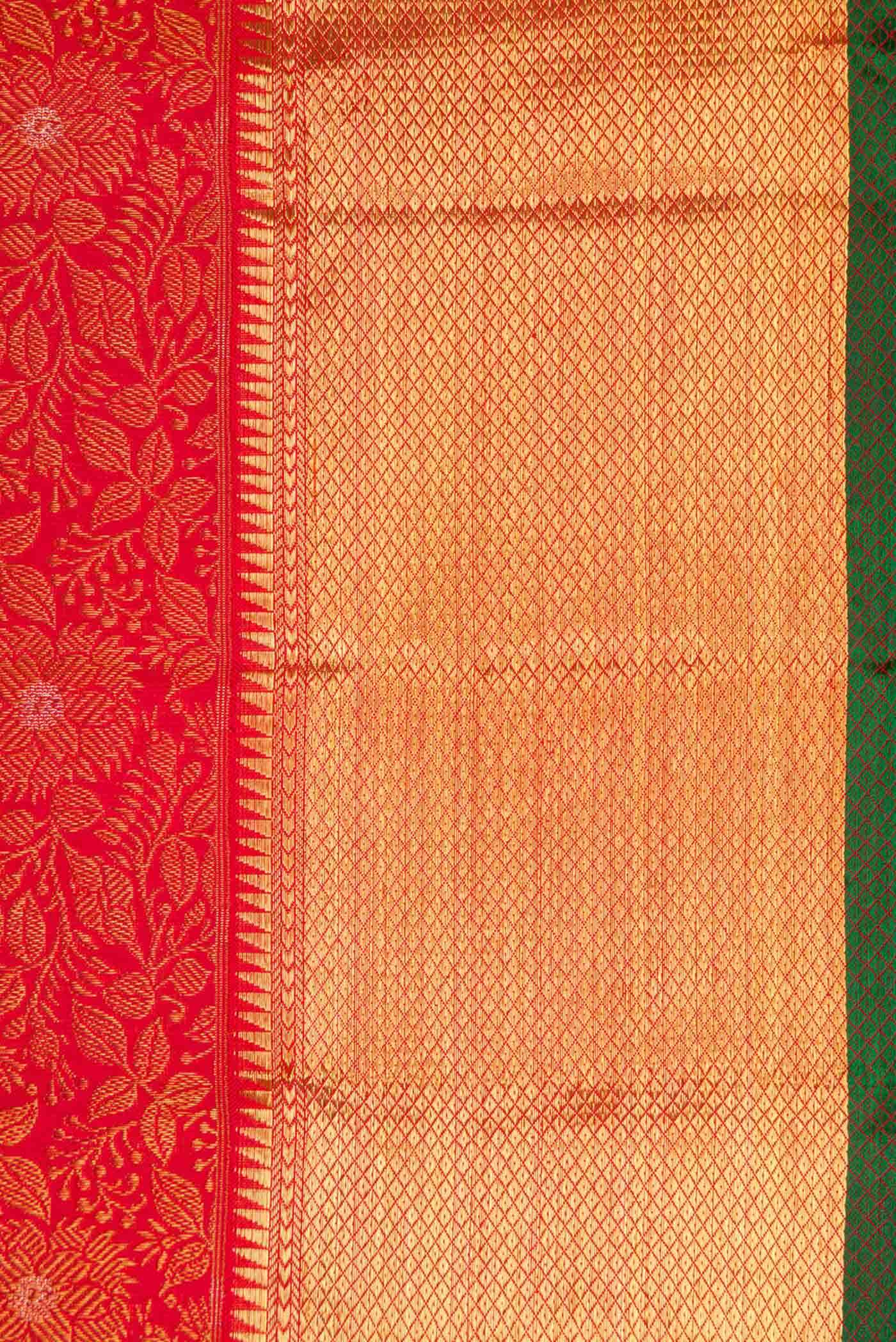 Pure Silk Pure Zari Red Dual Tone Kanchipuram Saree