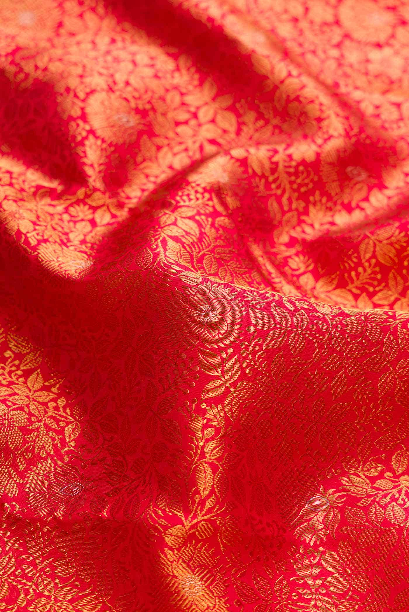 Pure Silk Pure Zari Red Dual Tone Kanchipuram Saree