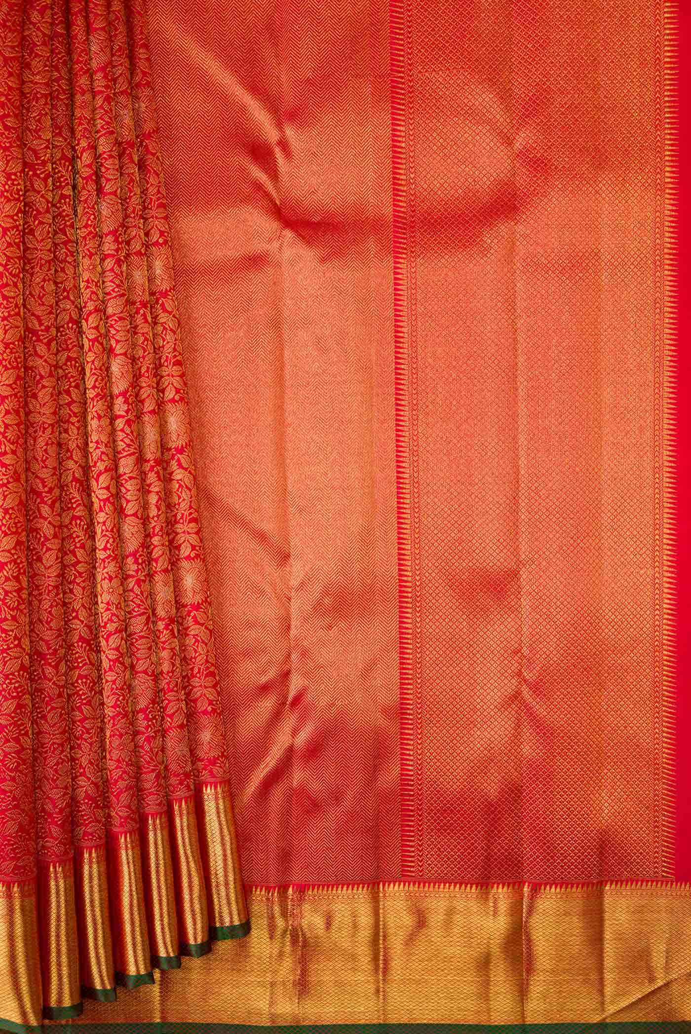 Pure Silk Pure Zari Red Dual Tone Kanchipuram Saree