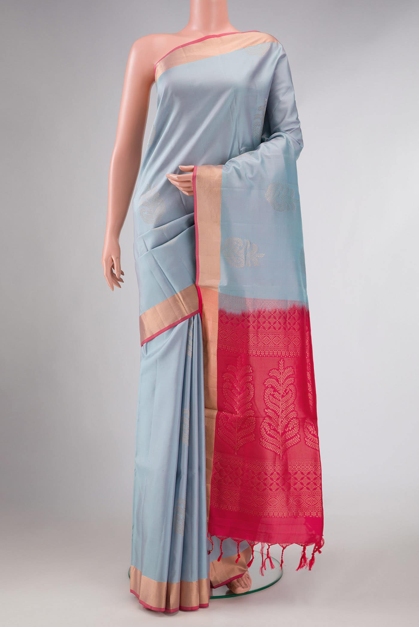 Grey Dual Tone Soft Silk Saree