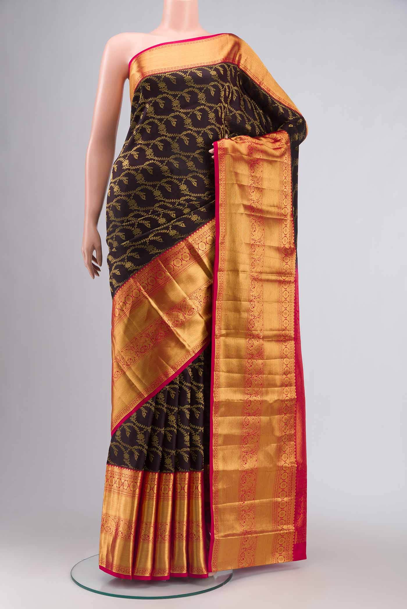 Brown Kanchipuram Silk Saree