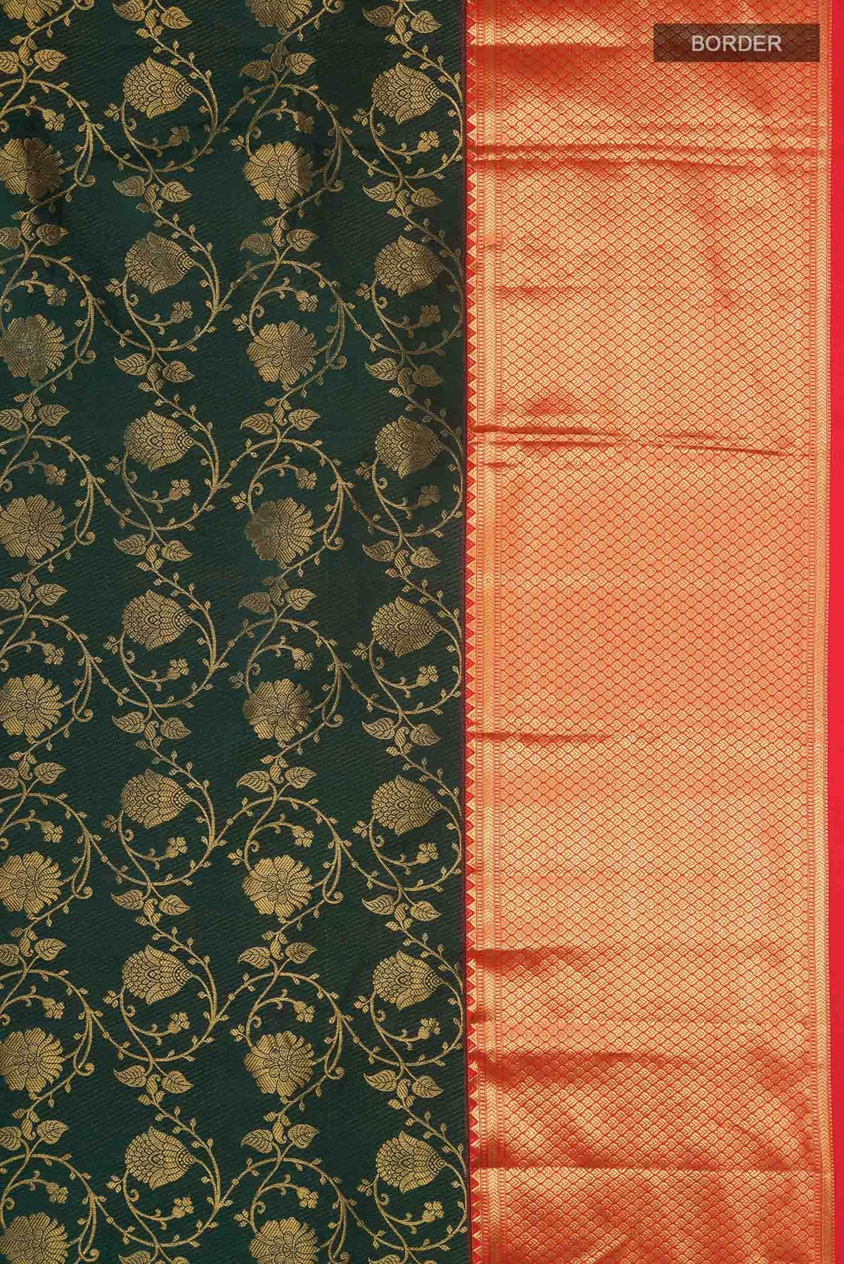 Pure Silk Bottle Green Kanjivaram Saree