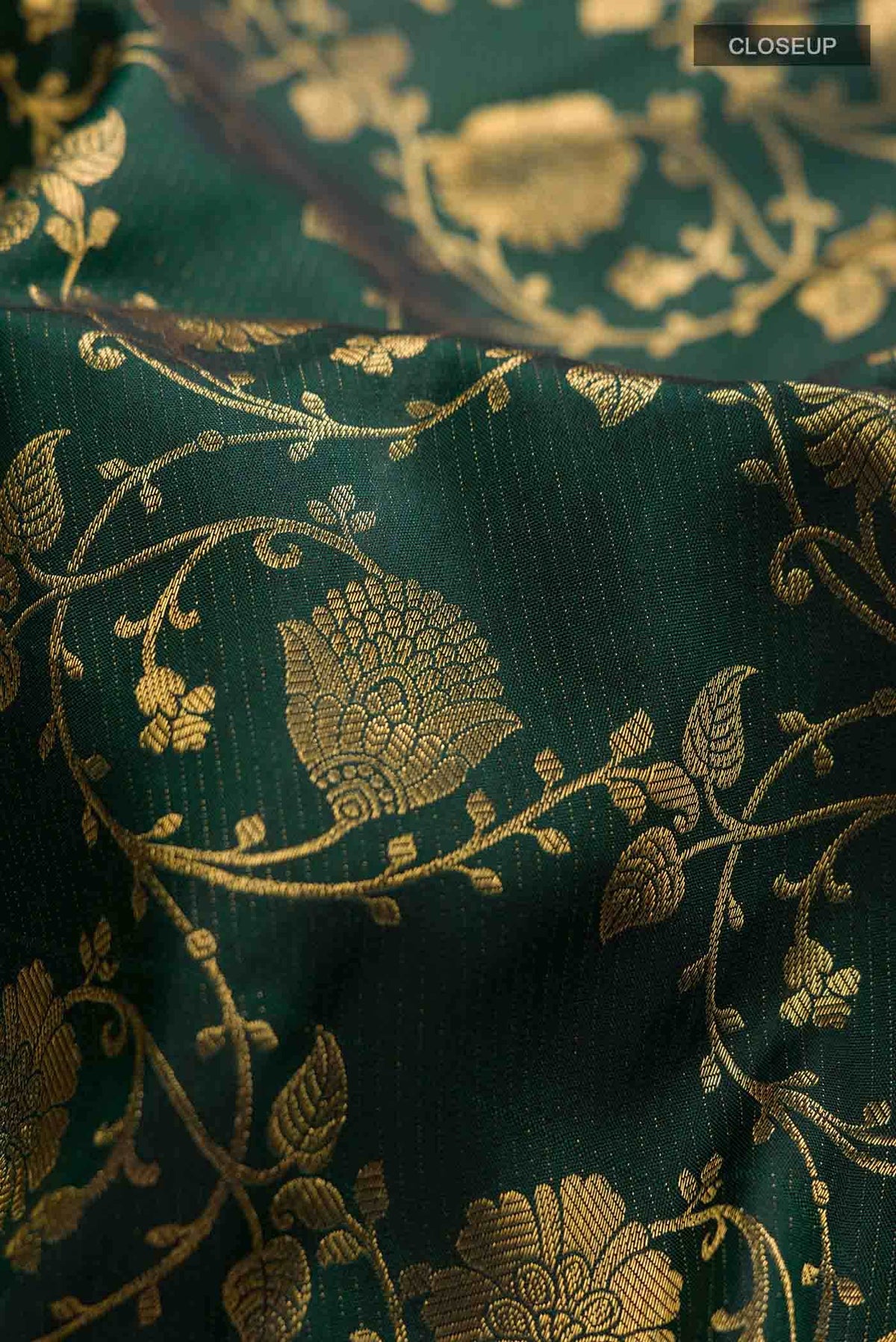 Pure Silk Bottle Green Kanjivaram Saree