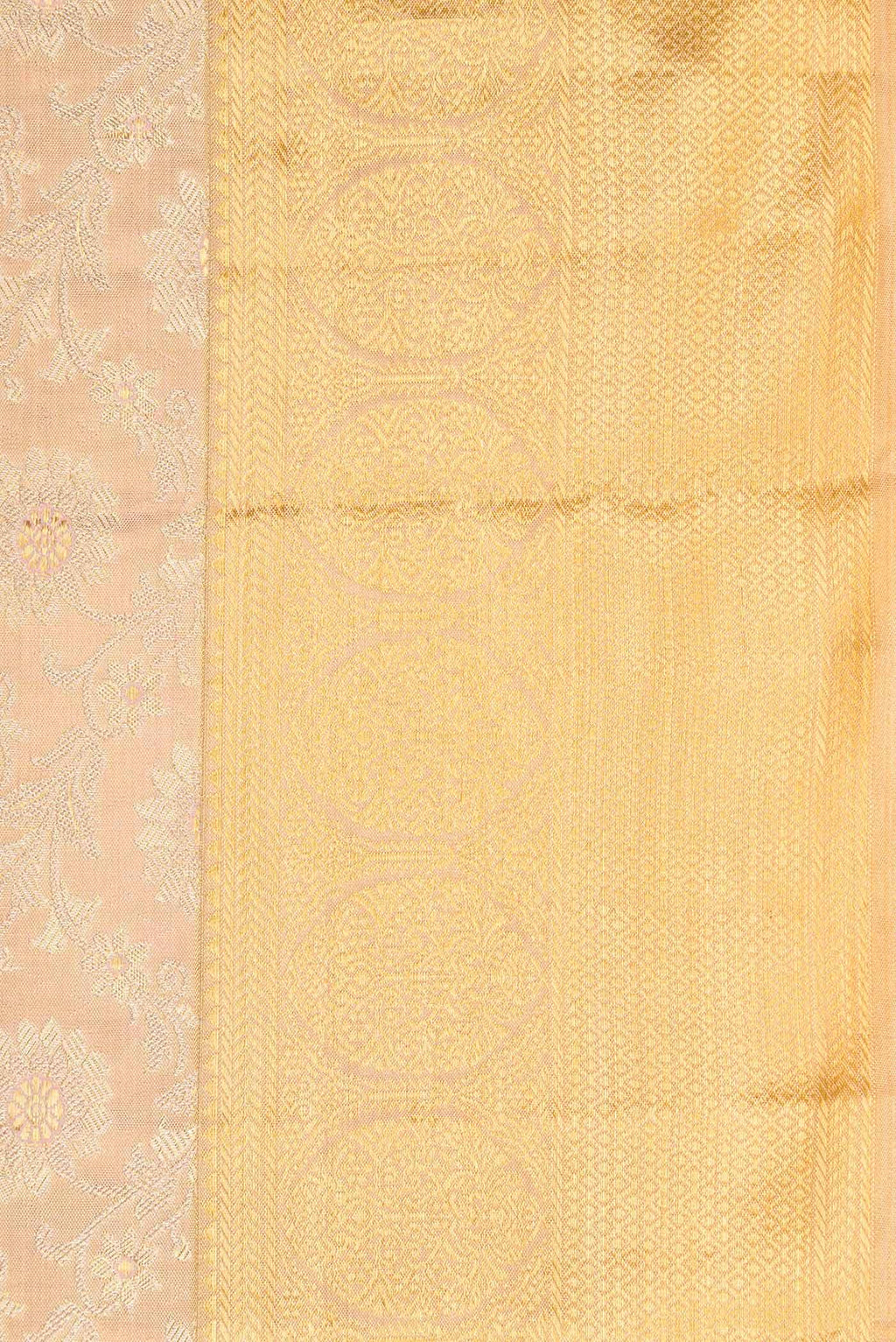 Golden Peach Dual Tone Kanchipuram Tissue Silk Saree