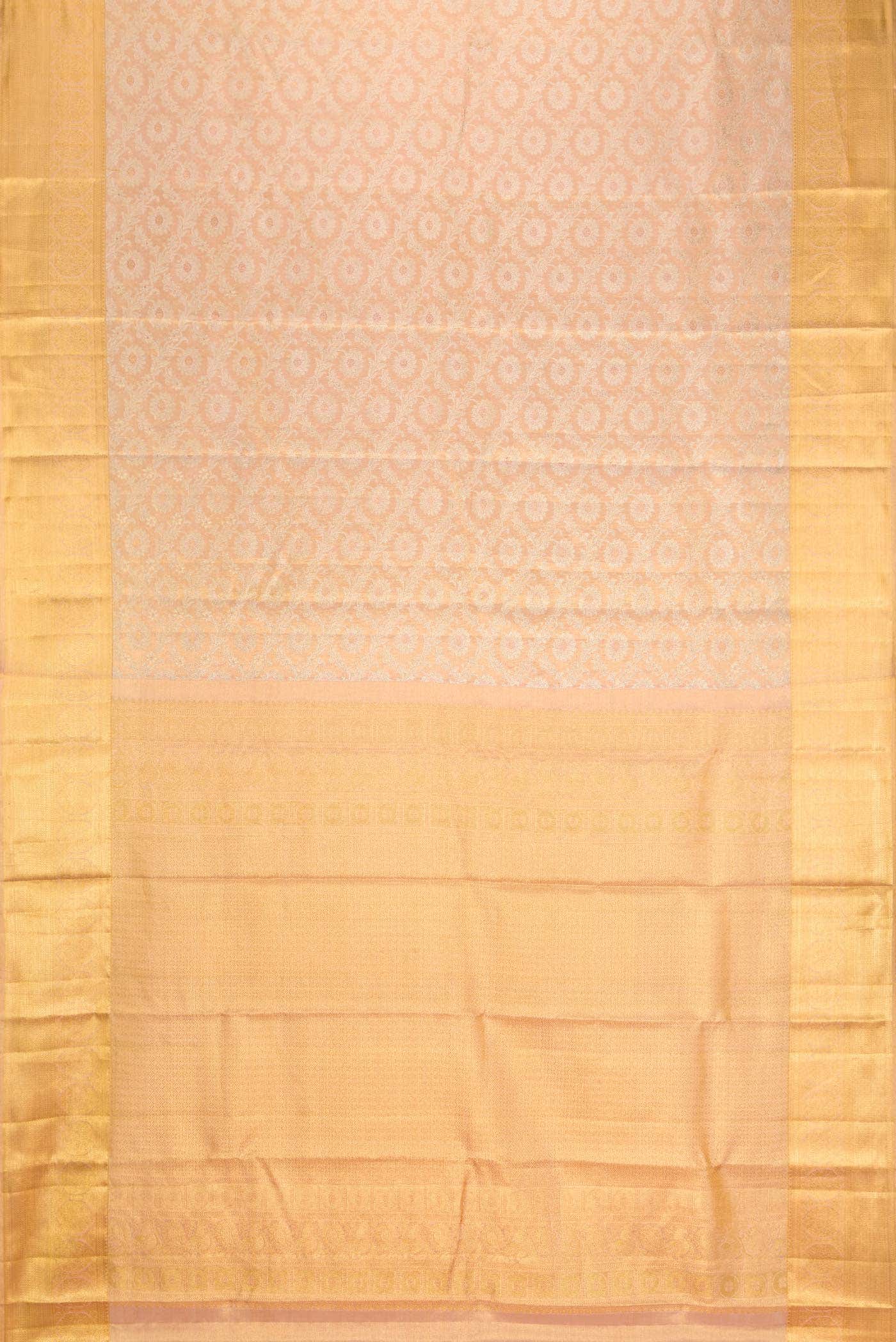 Golden Peach Dual Tone Kanchipuram Tissue Silk Saree