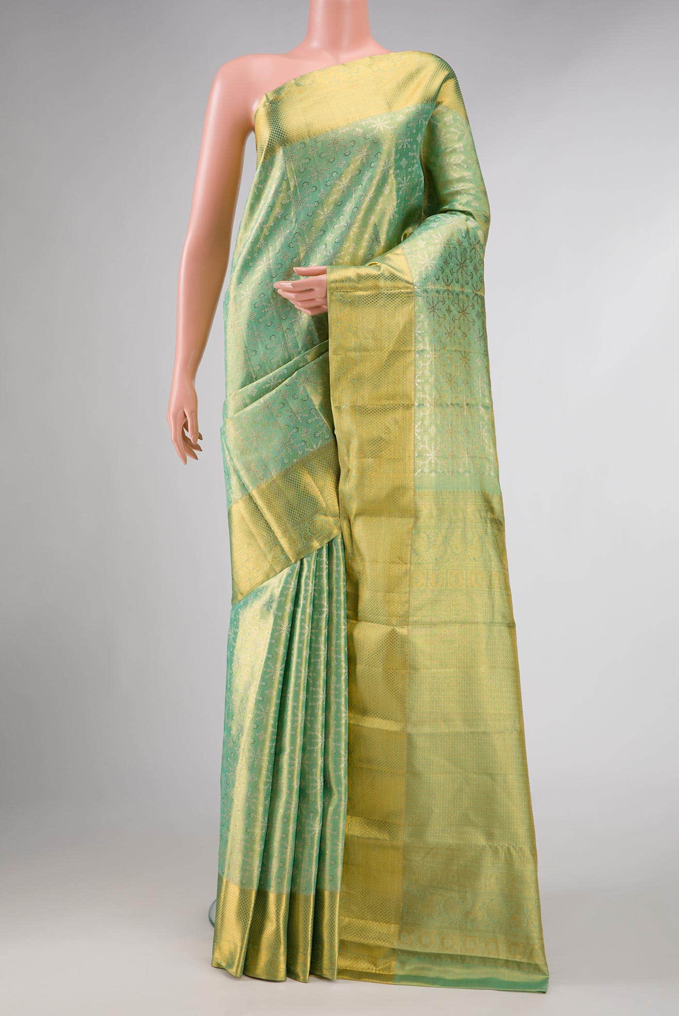 Green Dual Tone Kanchipuram Tissue Silk Saree