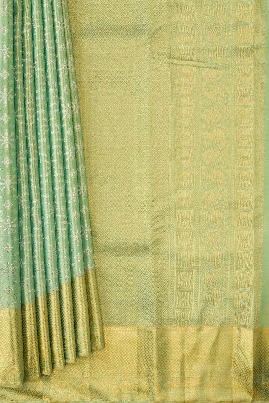 Green Dual Tone Kanchipuram Tissue Silk Saree