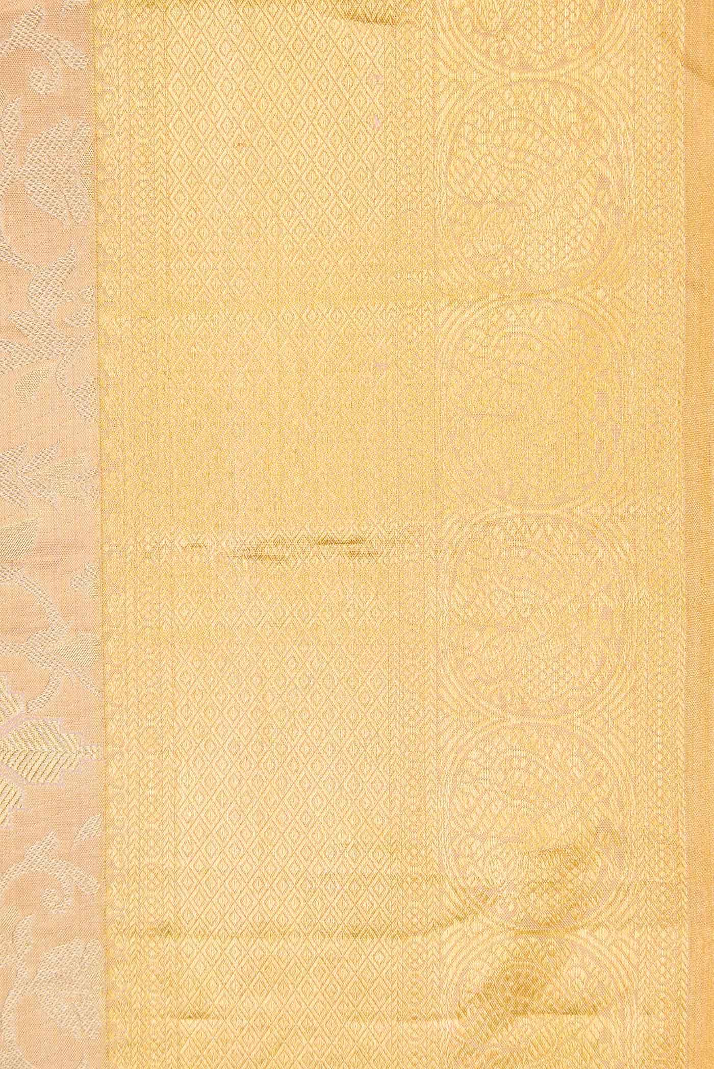 Golden Peach Dual Tone Kanchipuram Tissue Silk Saree