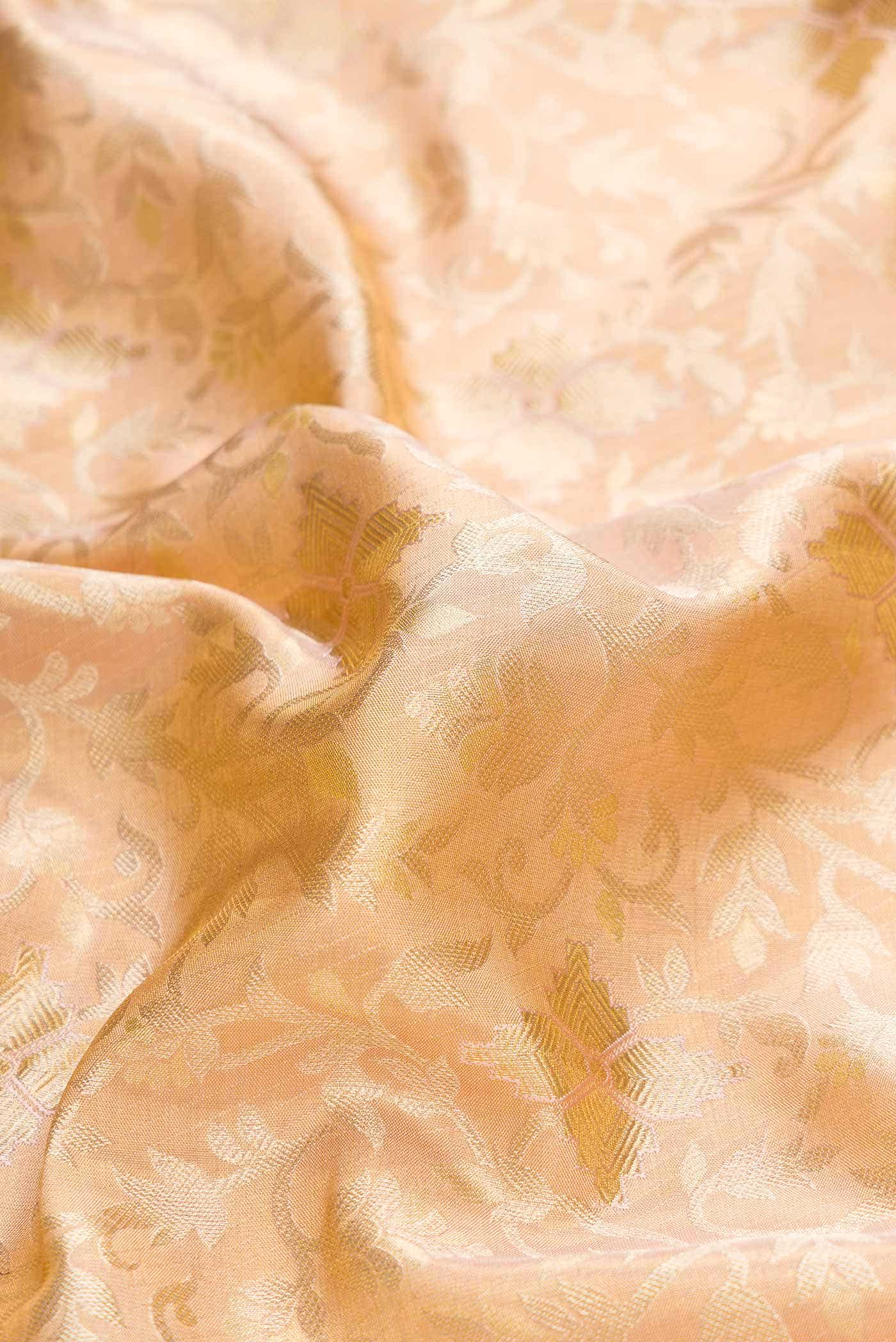 Golden Peach Dual Tone Kanchipuram Tissue Silk Saree