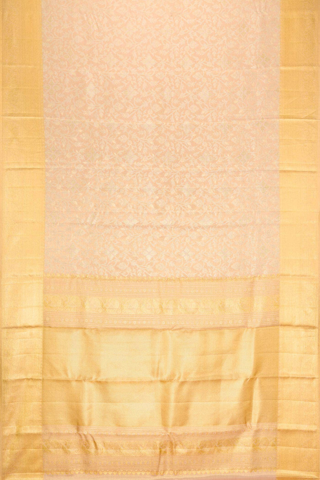 Golden Peach Dual Tone Kanchipuram Tissue Silk Saree