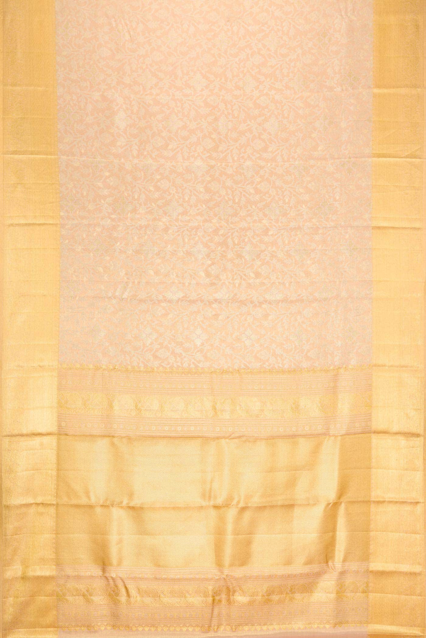 Golden Peach Dual Tone Kanchipuram Tissue Silk Saree
