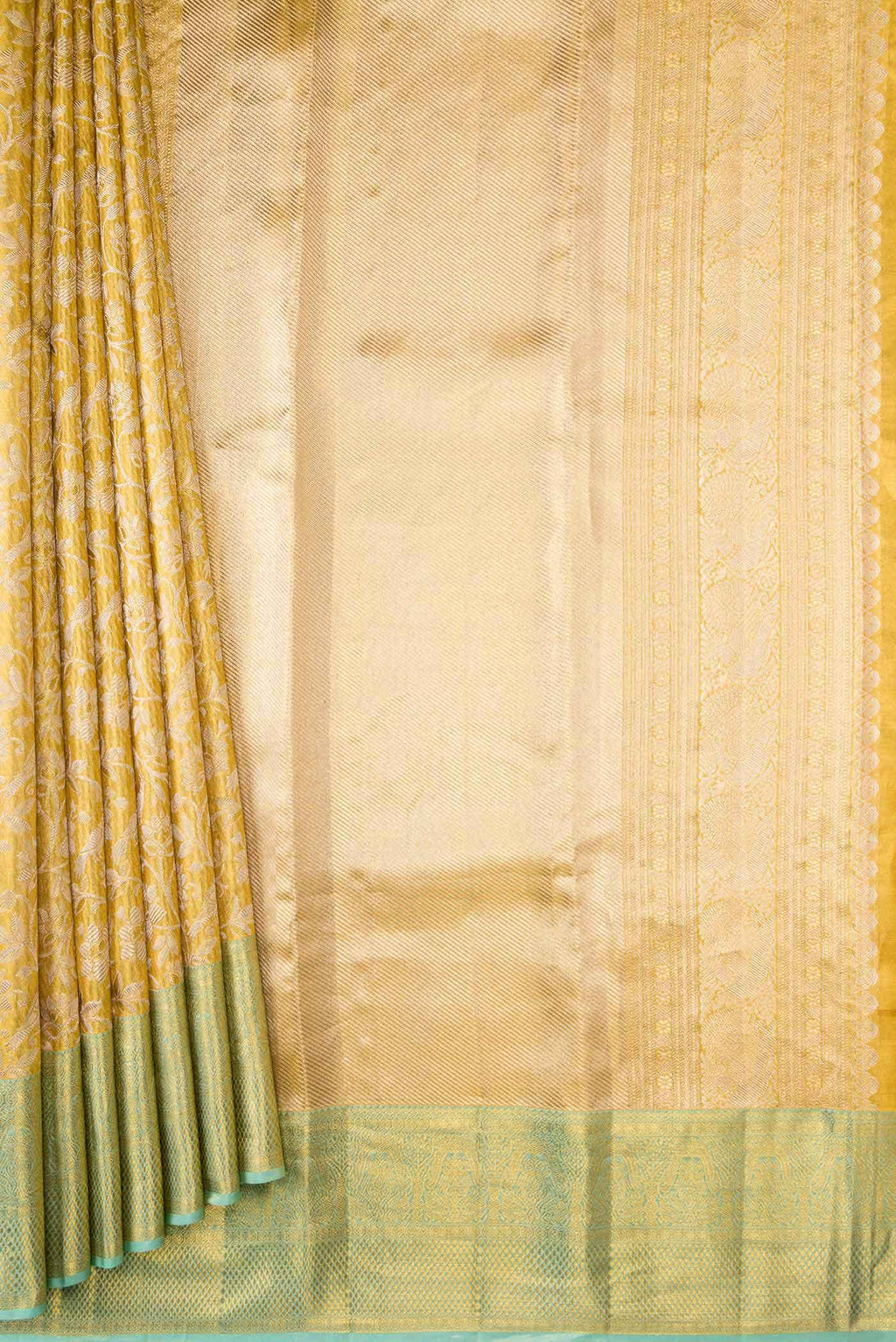 Gold Dual Tone Kanchipuram Tissue Silk Saree