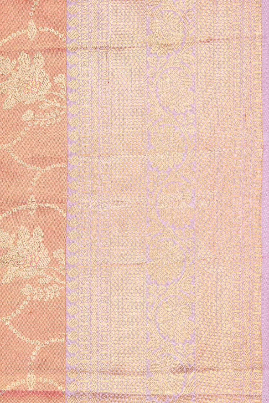 Peach Dual Tone Kanchipuram Tissue Silk Saree