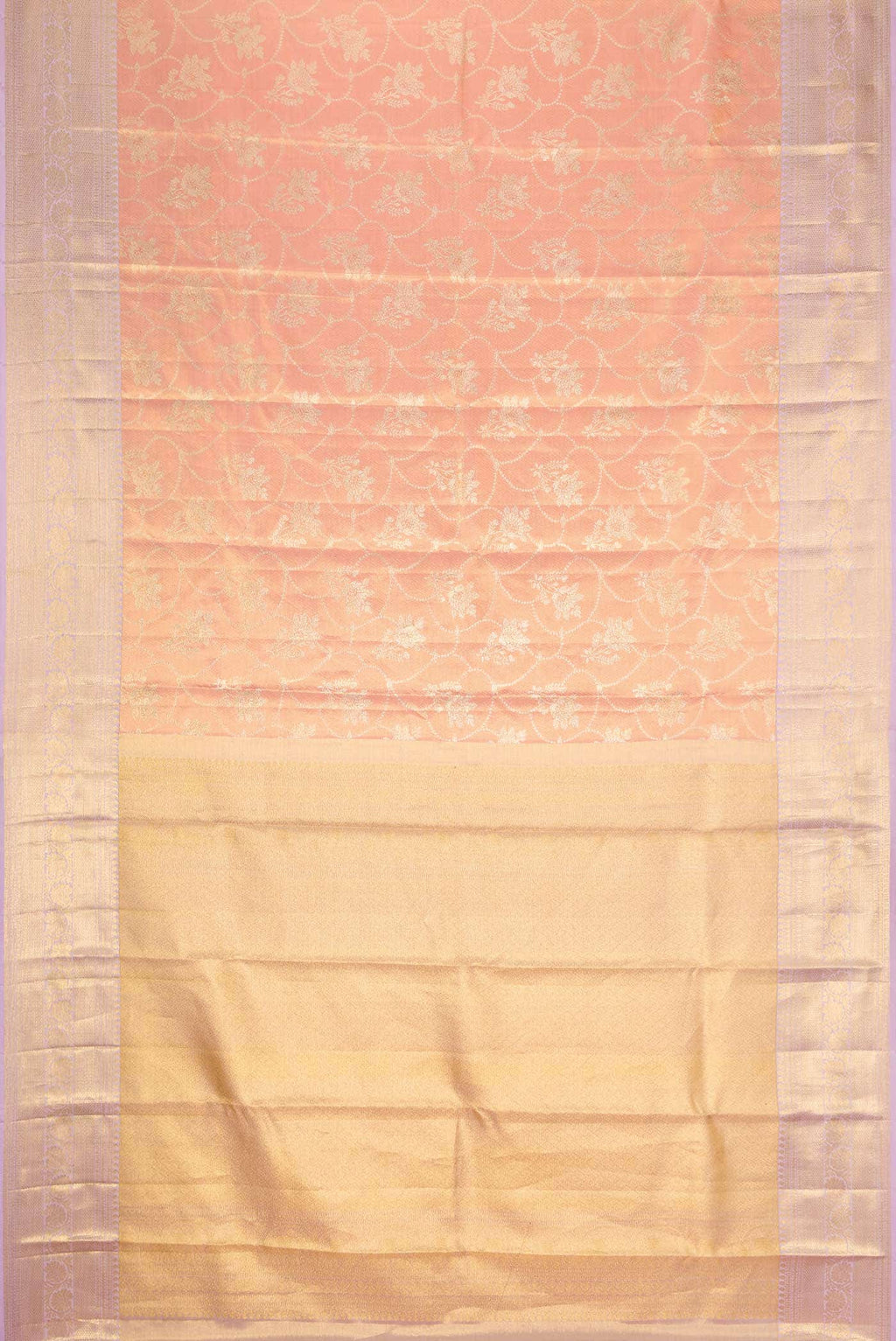 Peach Dual Tone Kanchipuram Tissue Silk Saree