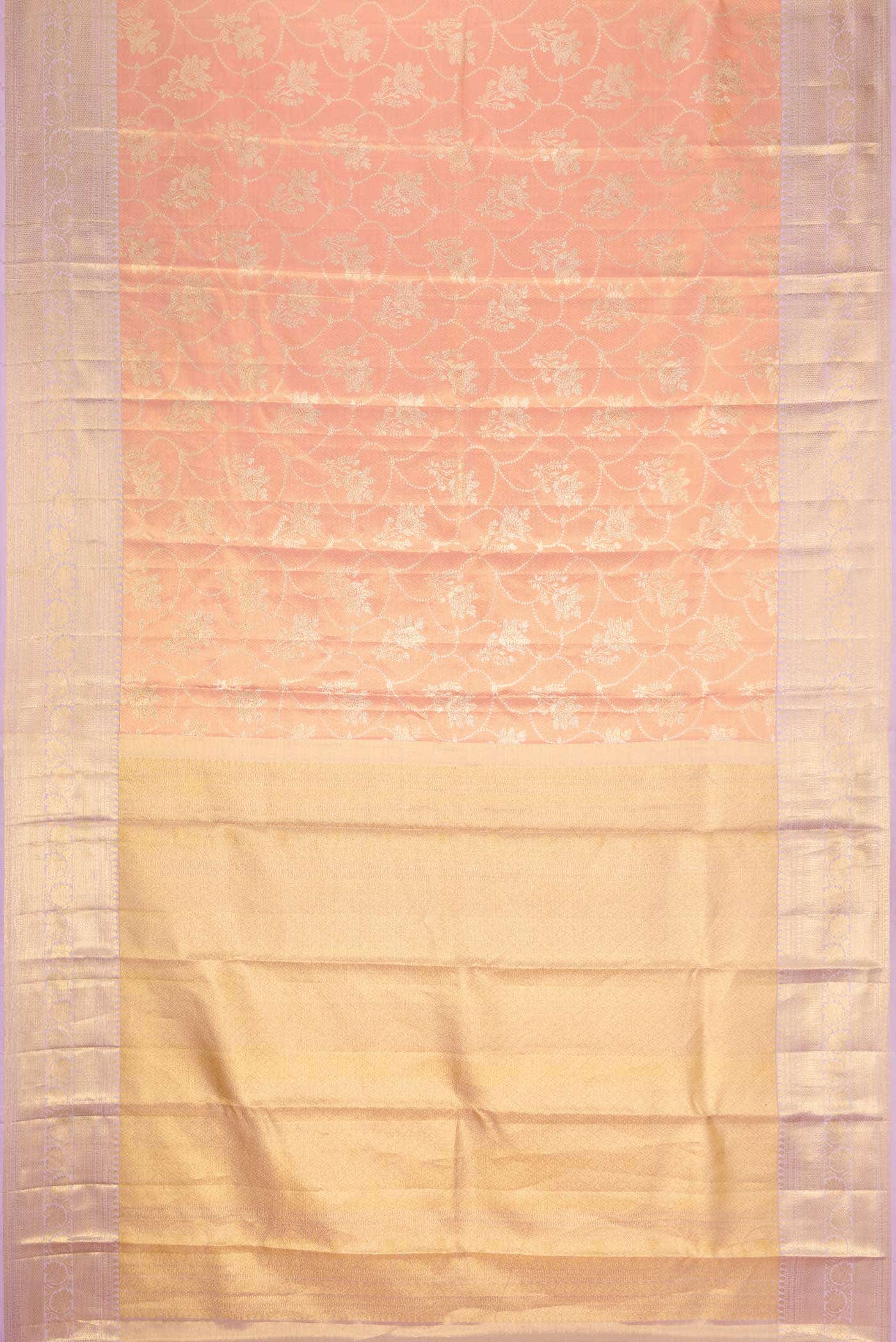 Peach Dual Tone Kanchipuram Tissue Silk Saree