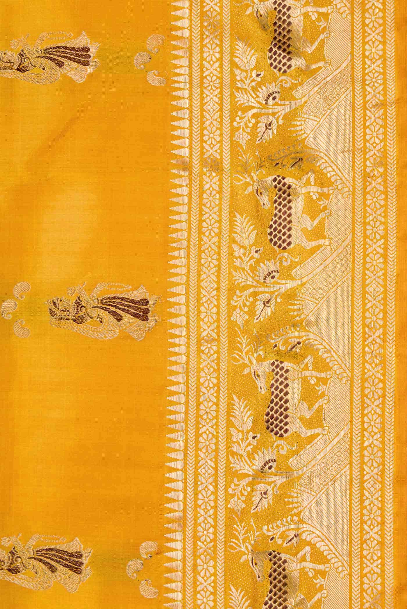 Mustard Dual Tone Baluchari Silk Saree