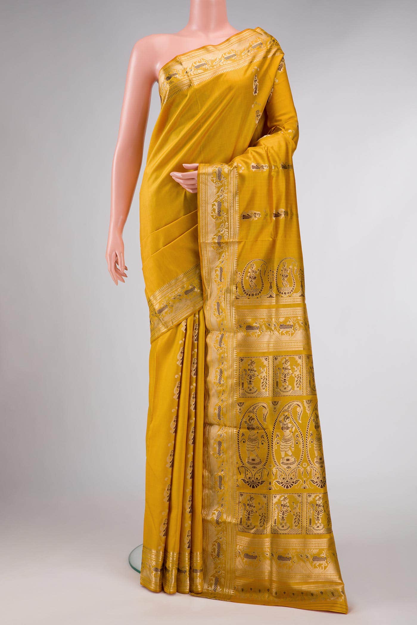 Mustard Dual Tone Baluchari Silk Saree