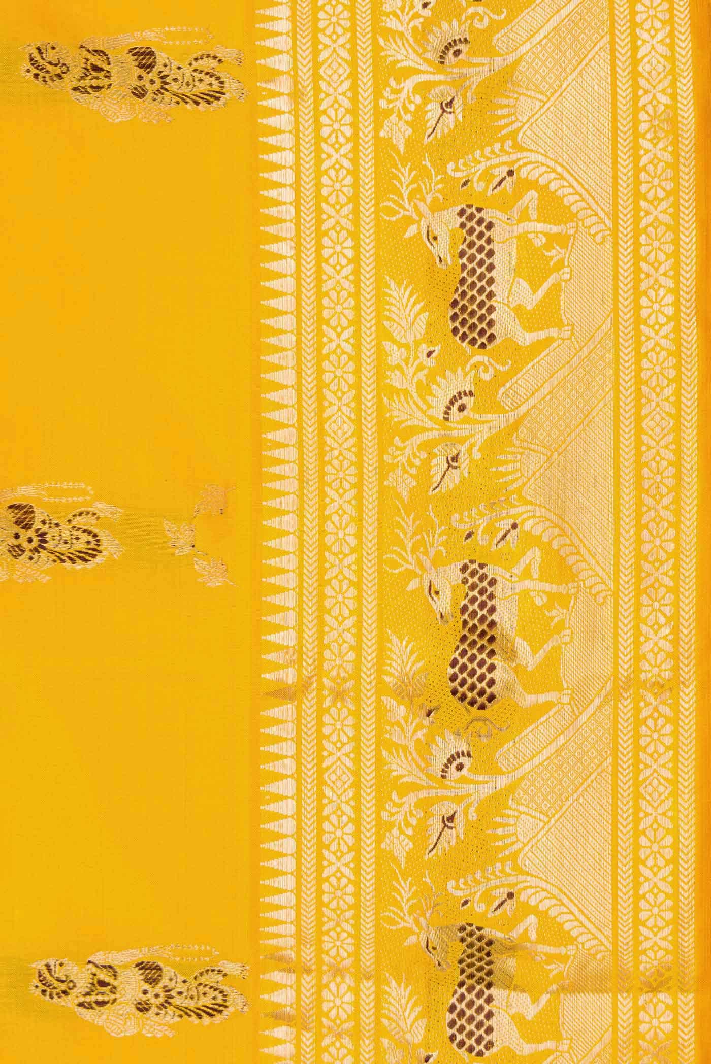 Yellow Dual Tone Baluchari Silk Saree