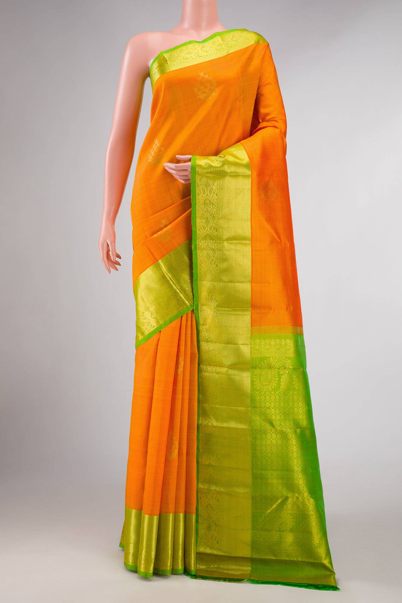 Orange Dual Tone Kanchipuram Silk Saree