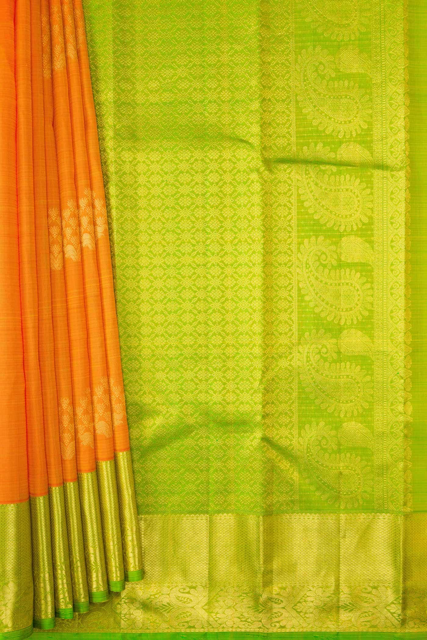 Orange Dual Tone Kanchipuram Silk Saree