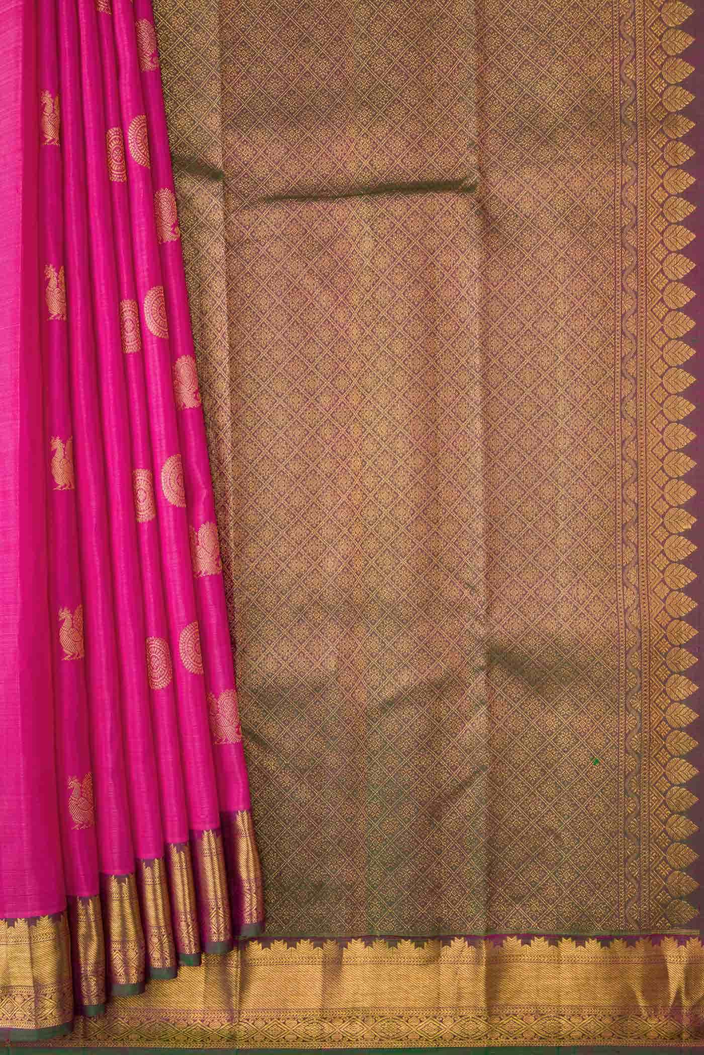Pink Dual Tone Kanchipuram Silk Saree