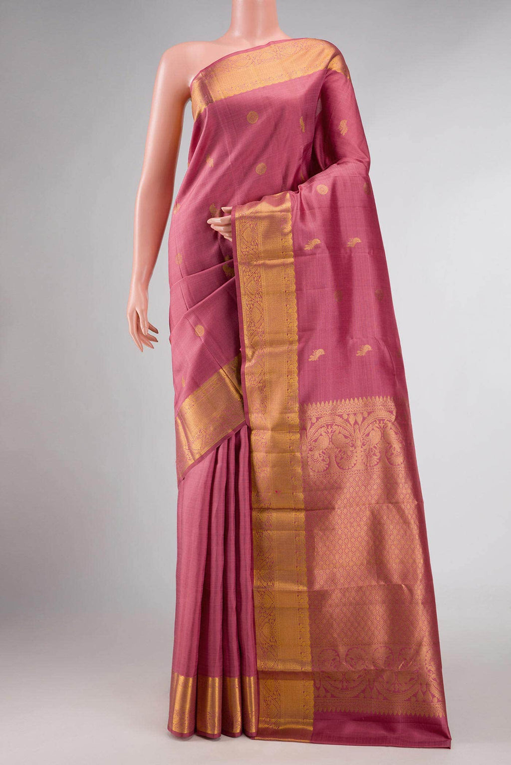 Pink Dual Tone Kanchipuram Silk Saree