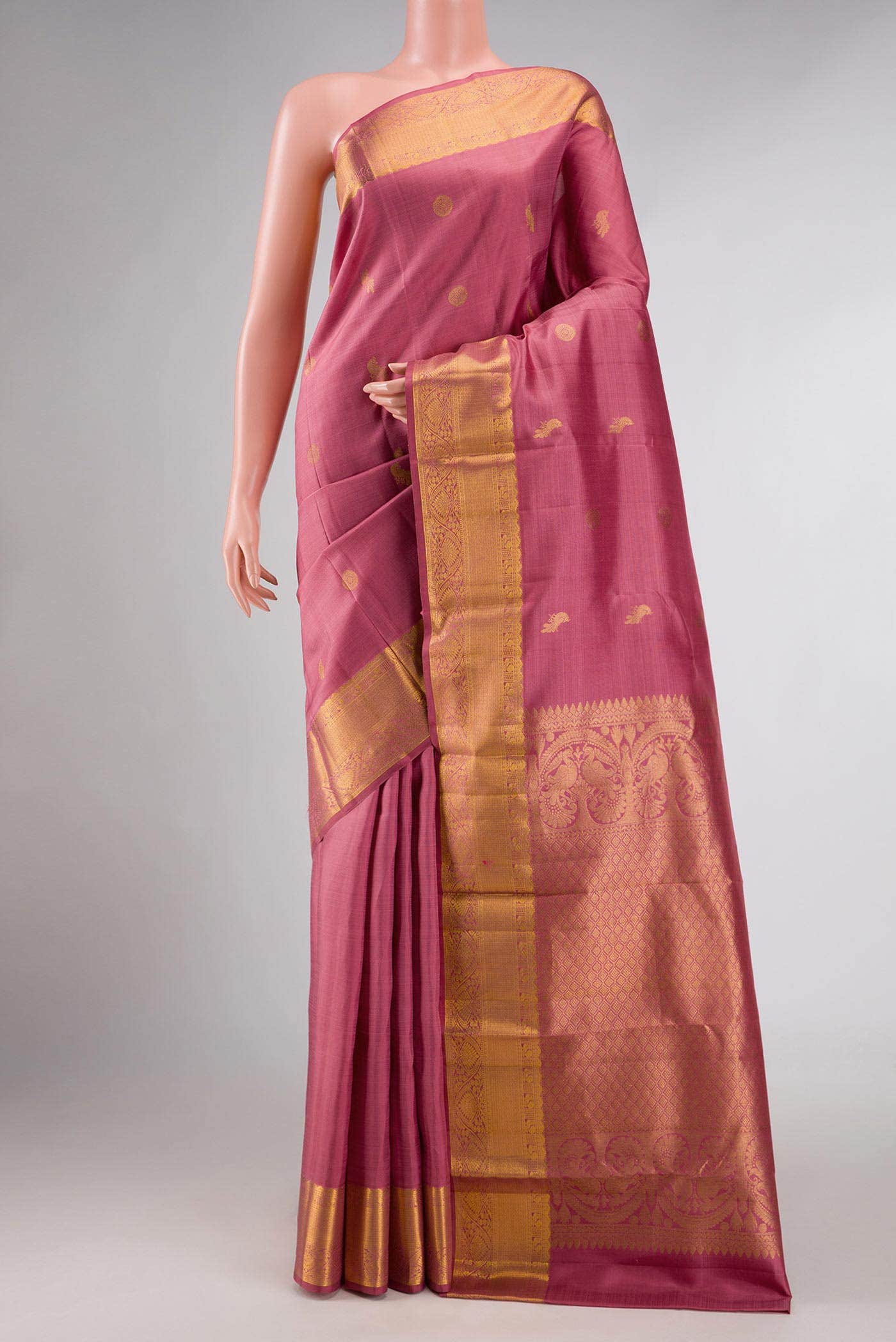 Pink Dual Tone Kanchipuram Silk Saree