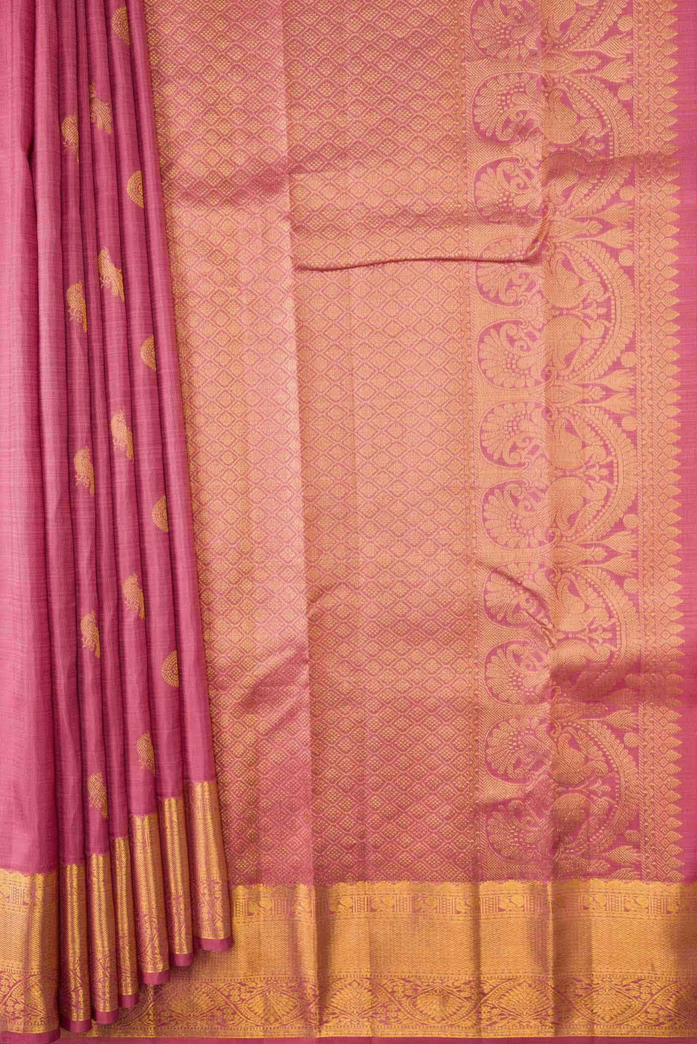 Pink Dual Tone Kanchipuram Silk Saree