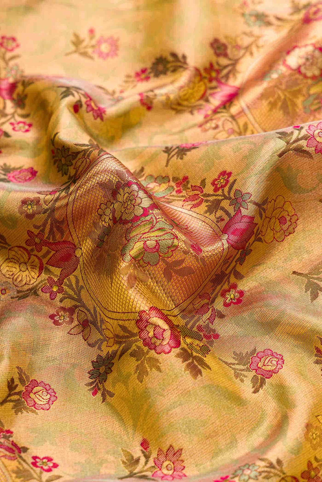 Gold Dual Tone Kanchipuram Tissue Silk Saree