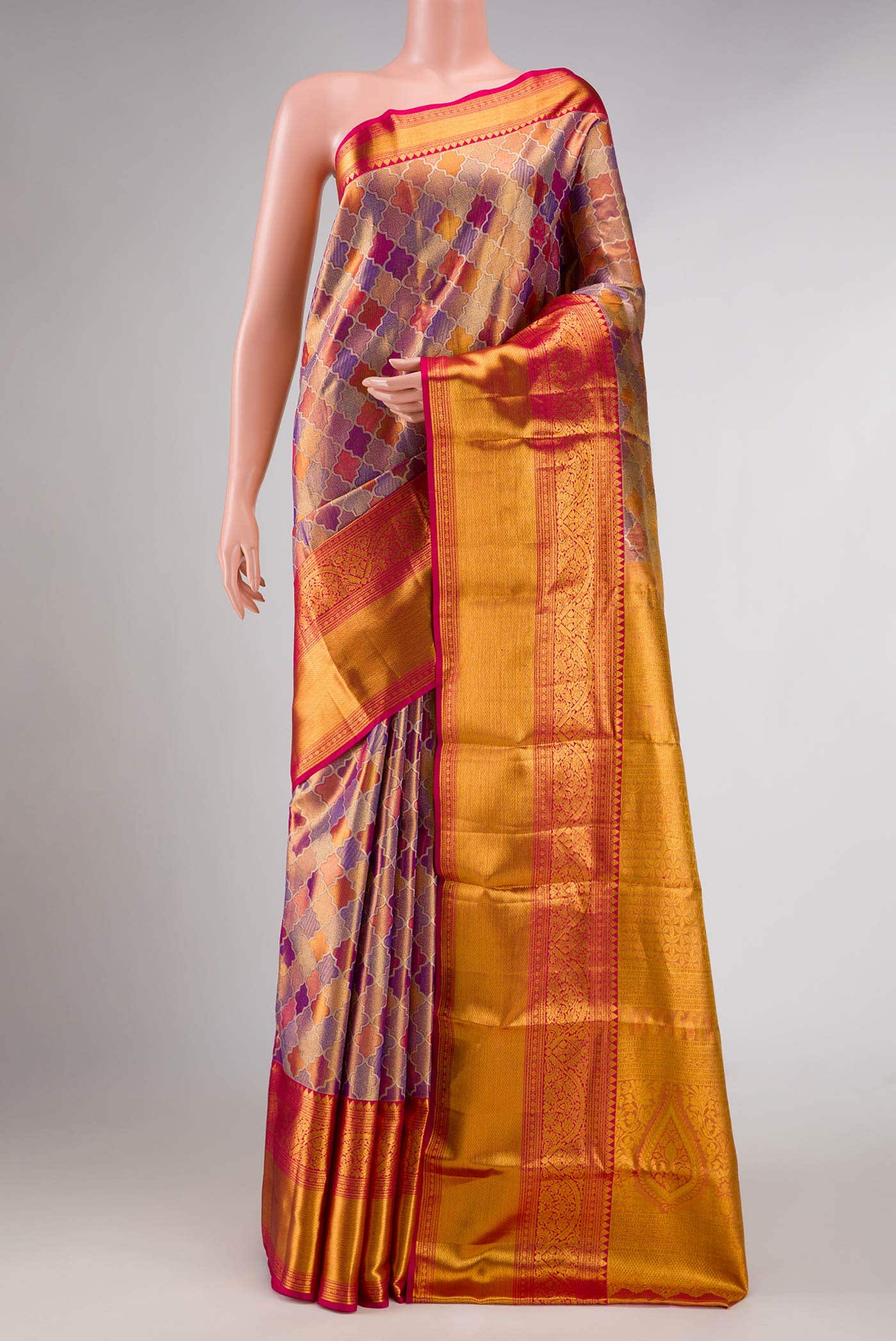 Blue Dual Tone Kanchipuram Tissue Silk Saree