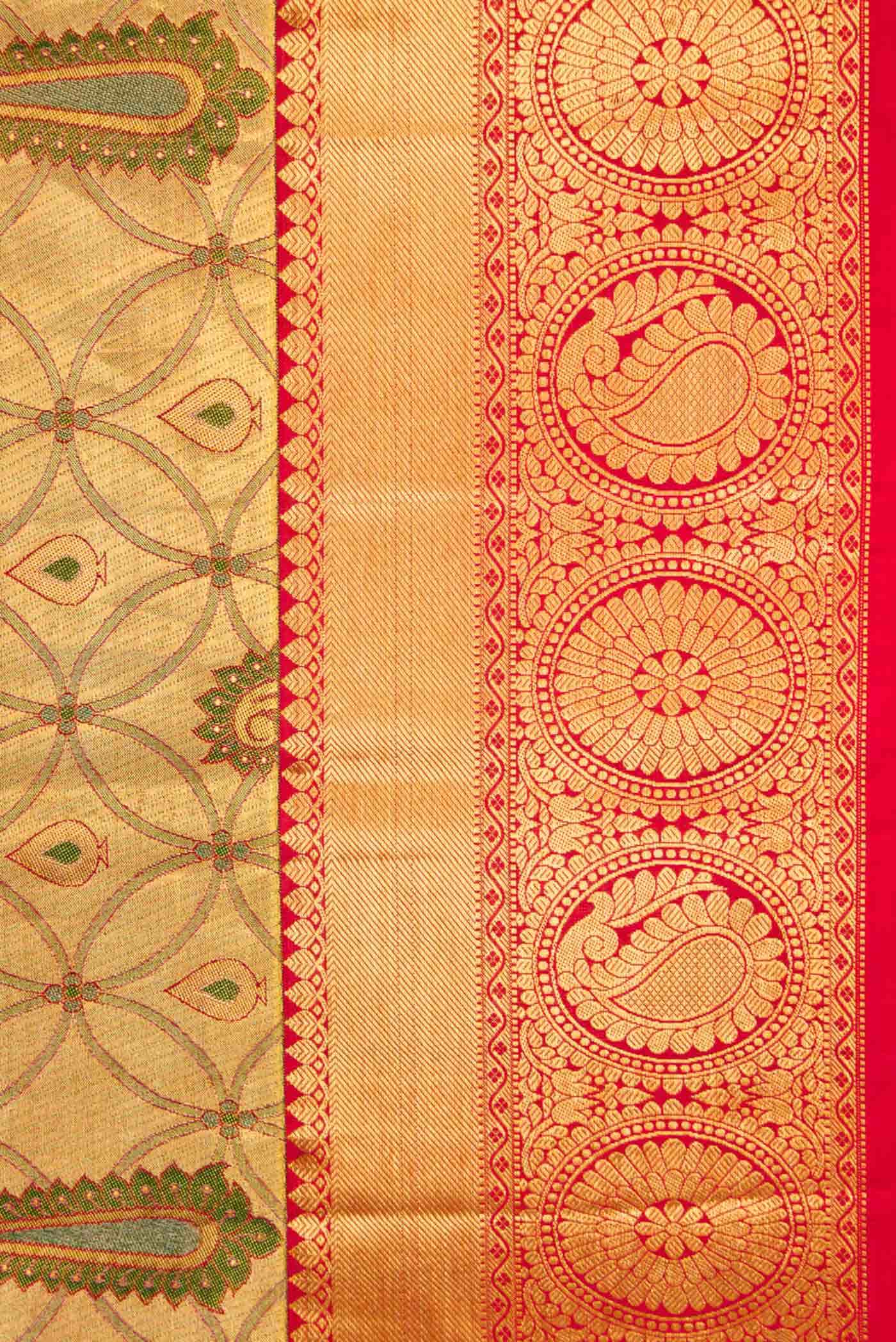 Gold Dual Tone Kanchipuram Tissue Silk Saree
