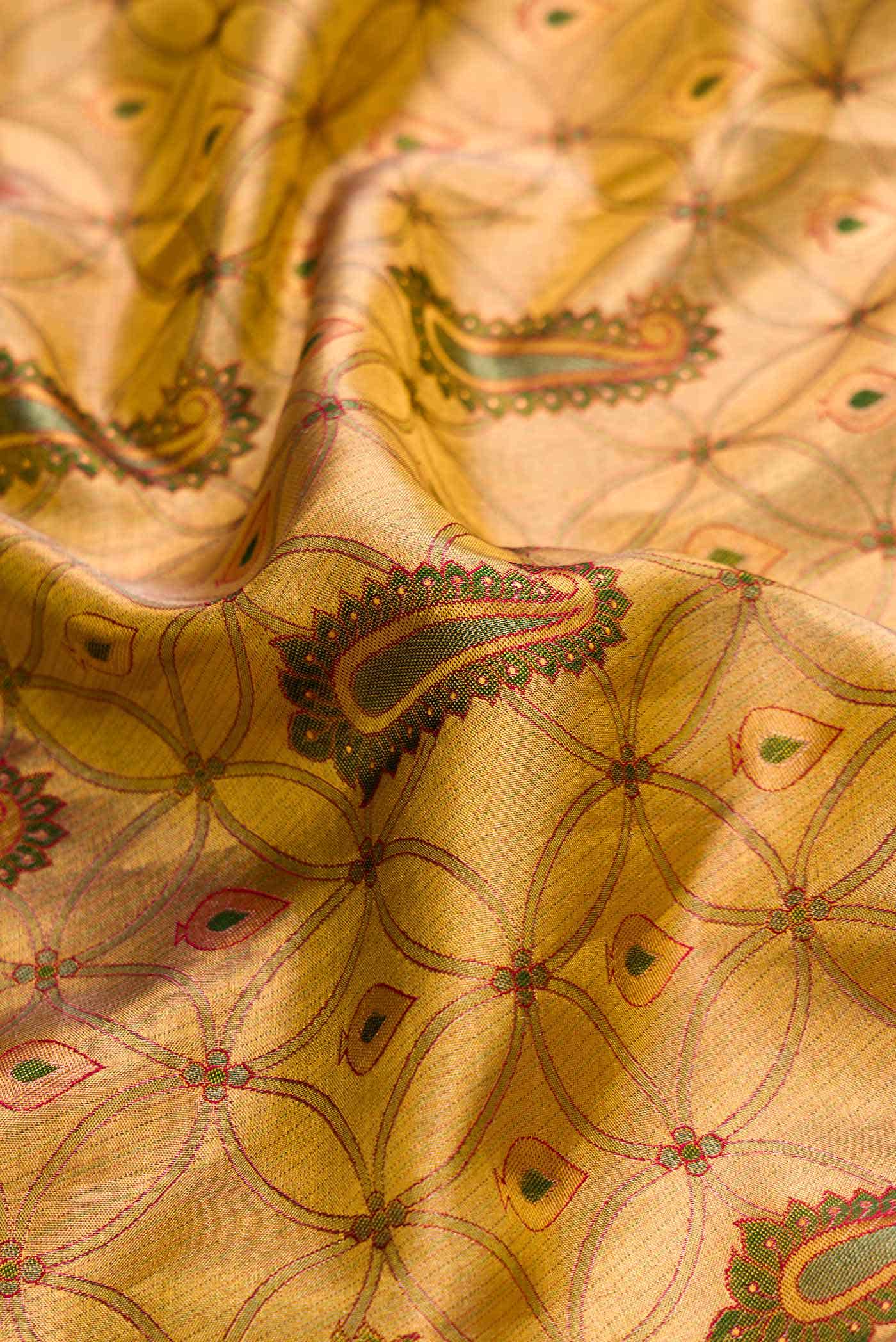 Gold Dual Tone Kanchipuram Tissue Silk Saree