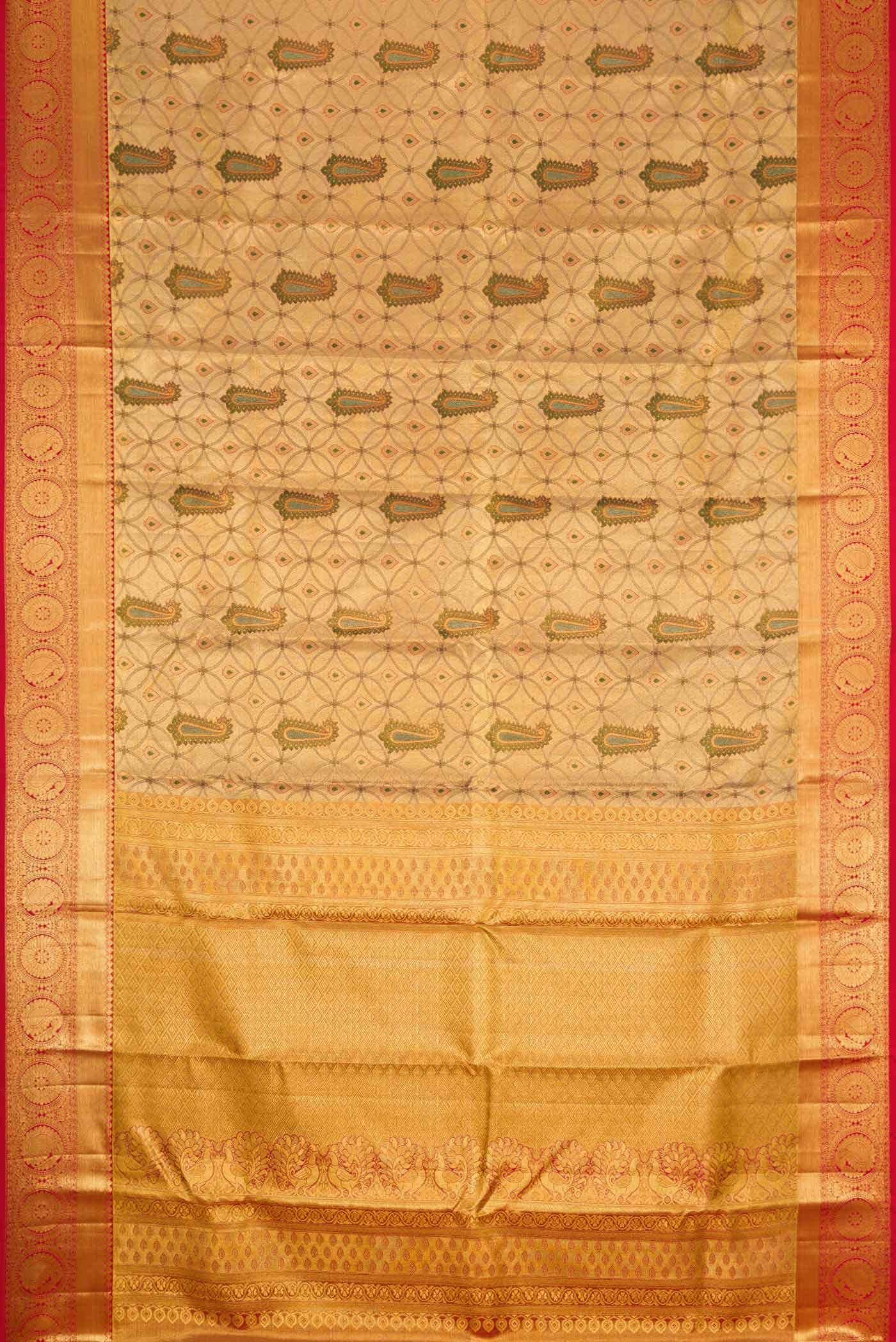 Gold Dual Tone Kanchipuram Tissue Silk Saree