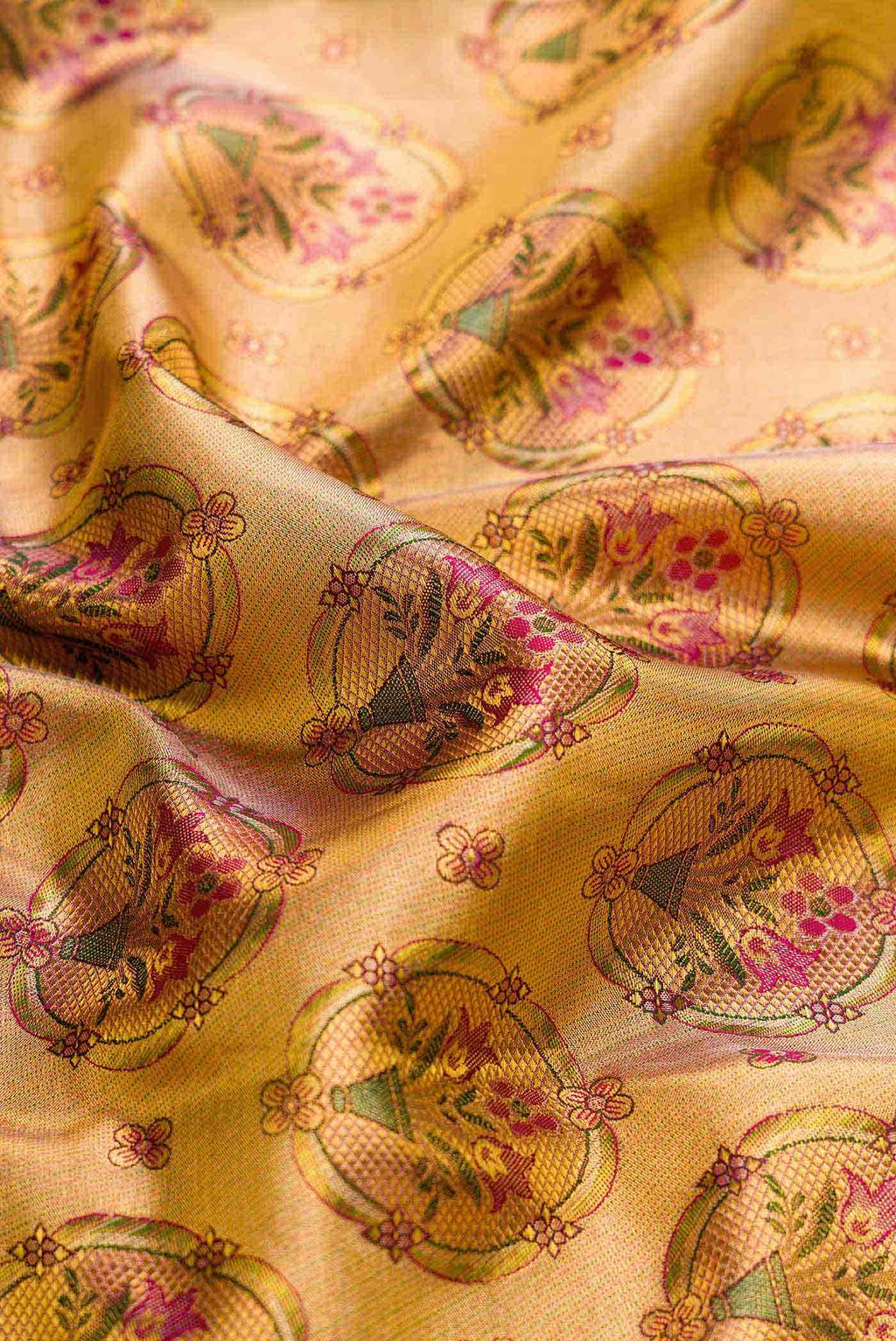 Gold Dual Tone Kanchipuram Tissue Silk Saree